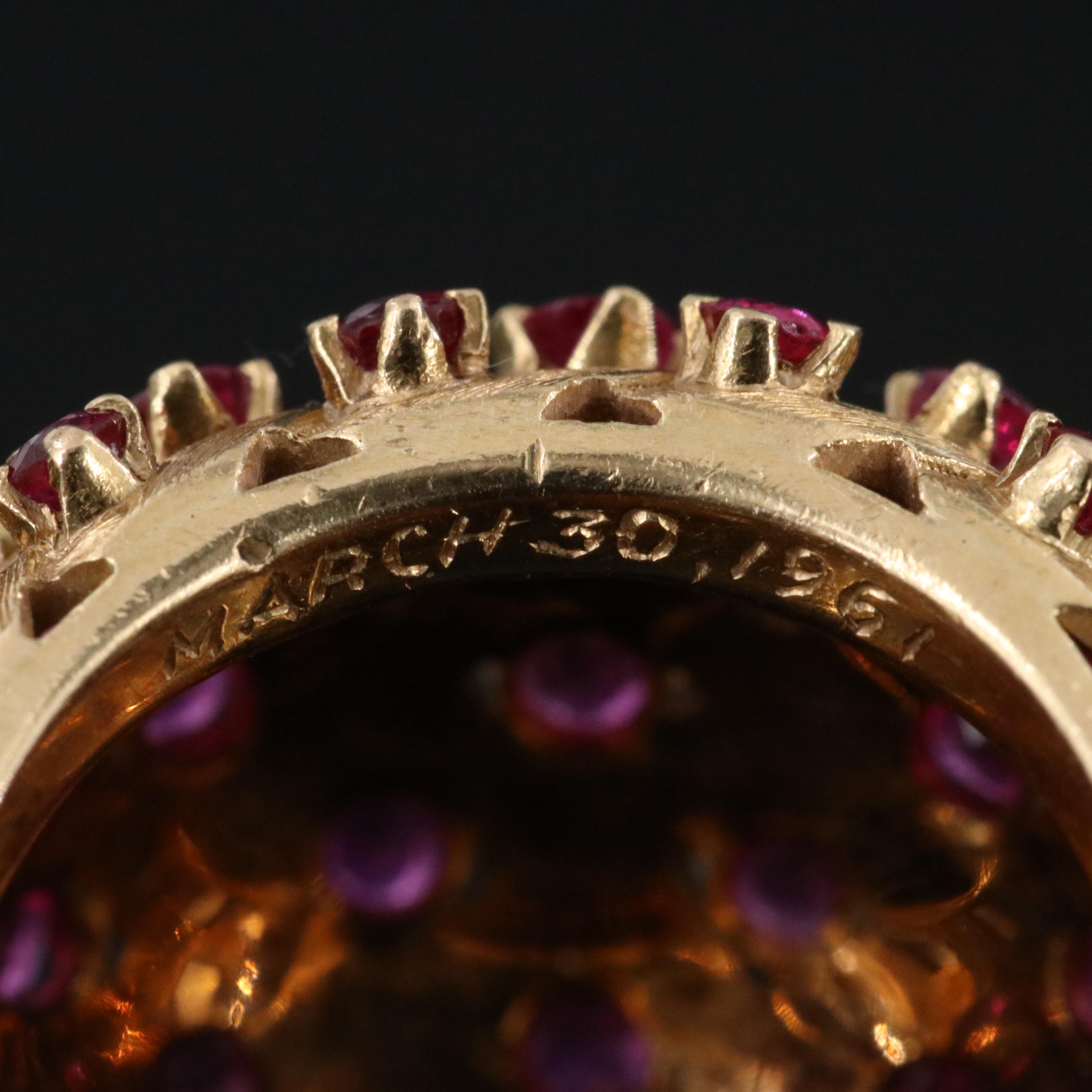 Tiffany & Co. Vannerie 18K Ruby Dome Ring Vintage