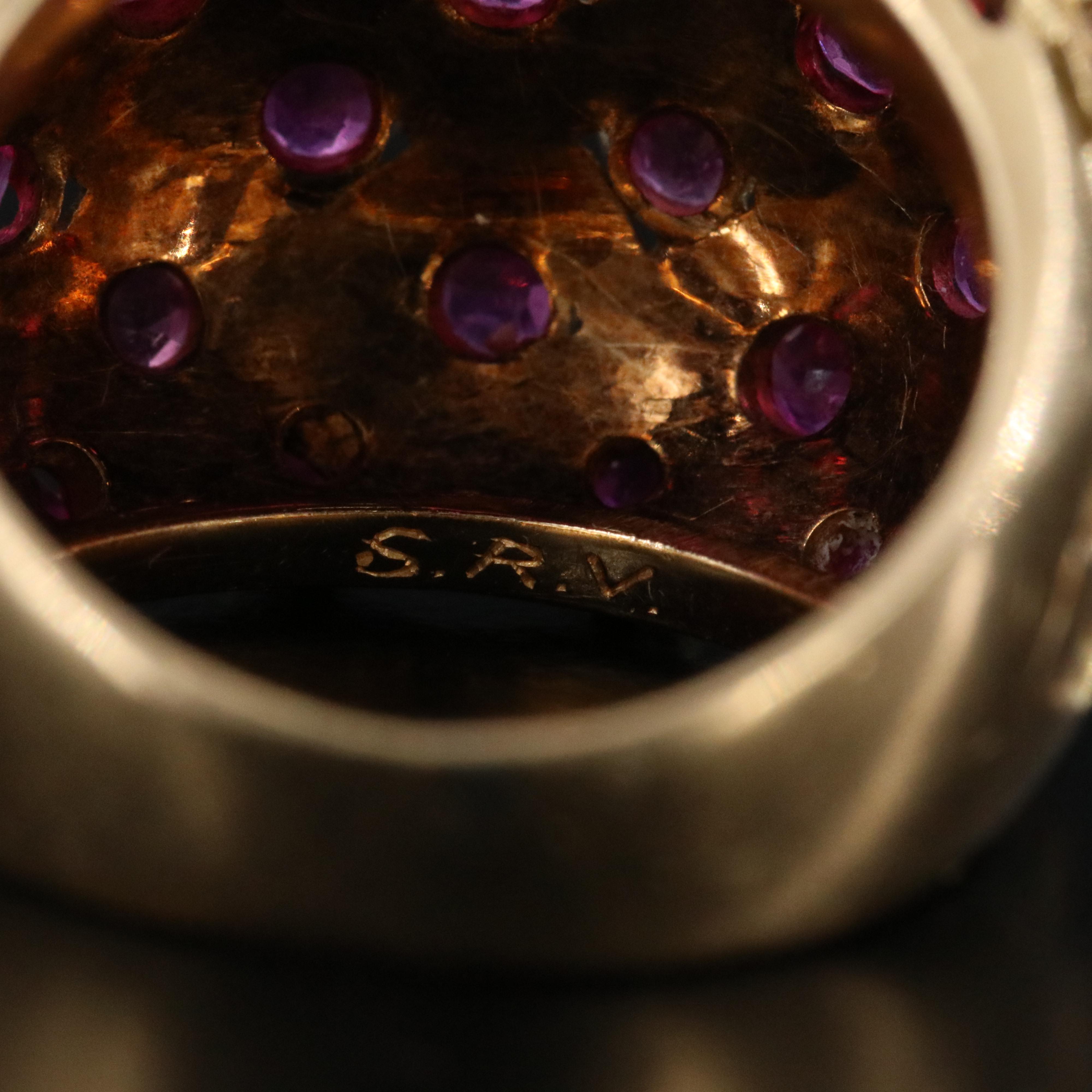 Tiffany & Co. Vannerie 18K Ruby Dome Ring Vintage