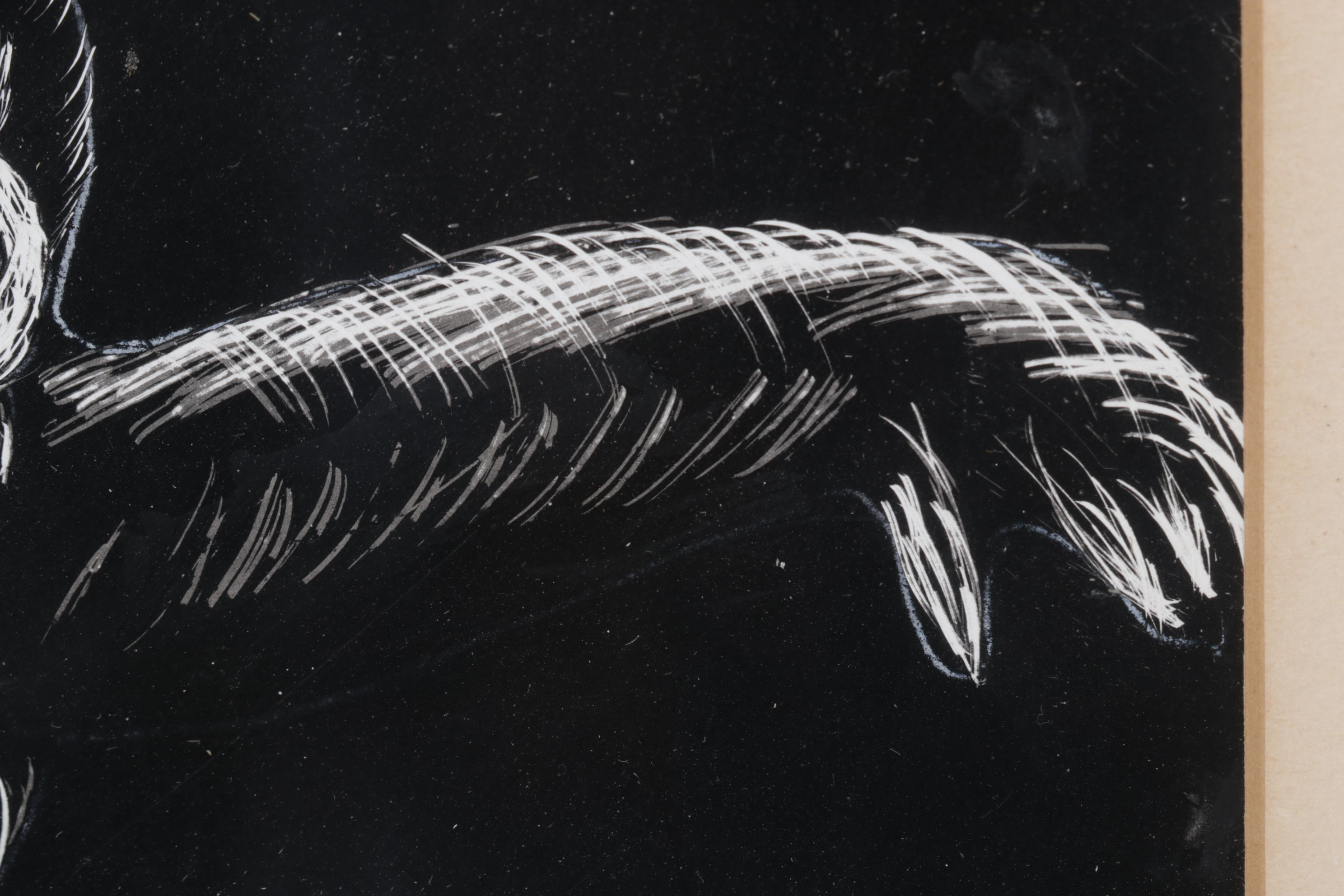 Helen D. Simon Scratchboard Portrait of Ethnic Thai Dancer, Mid-20th Century