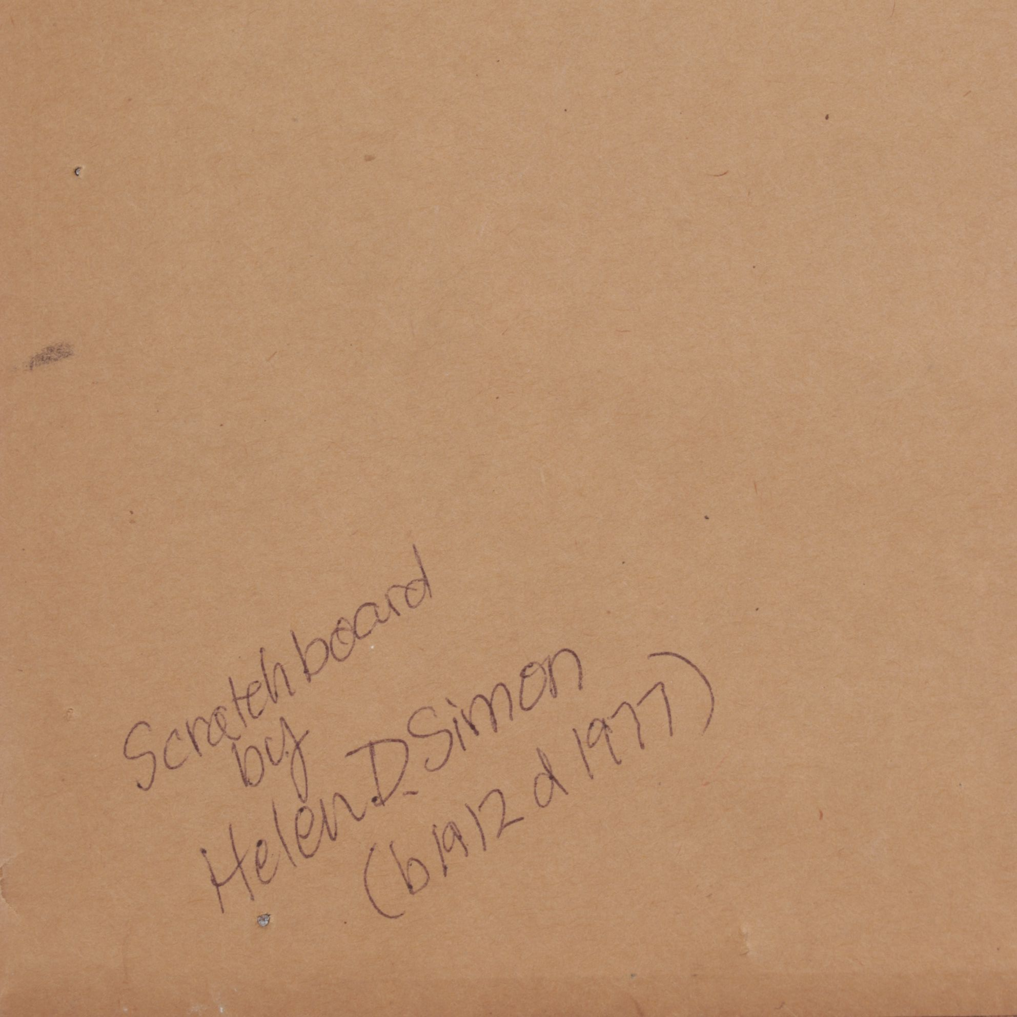 Helen D. Simon Scratchboard Portrait of Ethnic Thai Dancer, Mid-20th Century