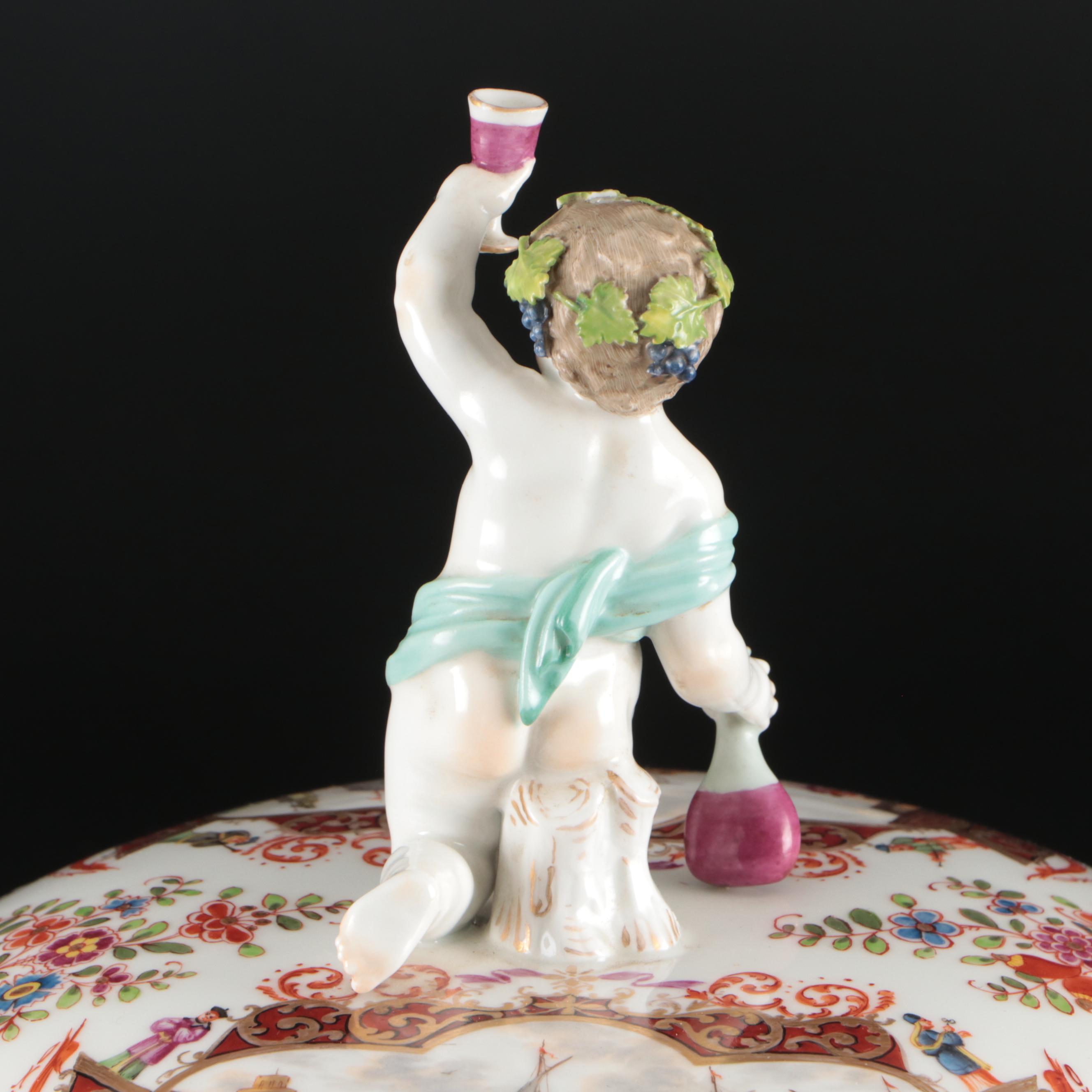 KPM Porcelain Tureen with Baby Bacchus Finial, 1870-1945