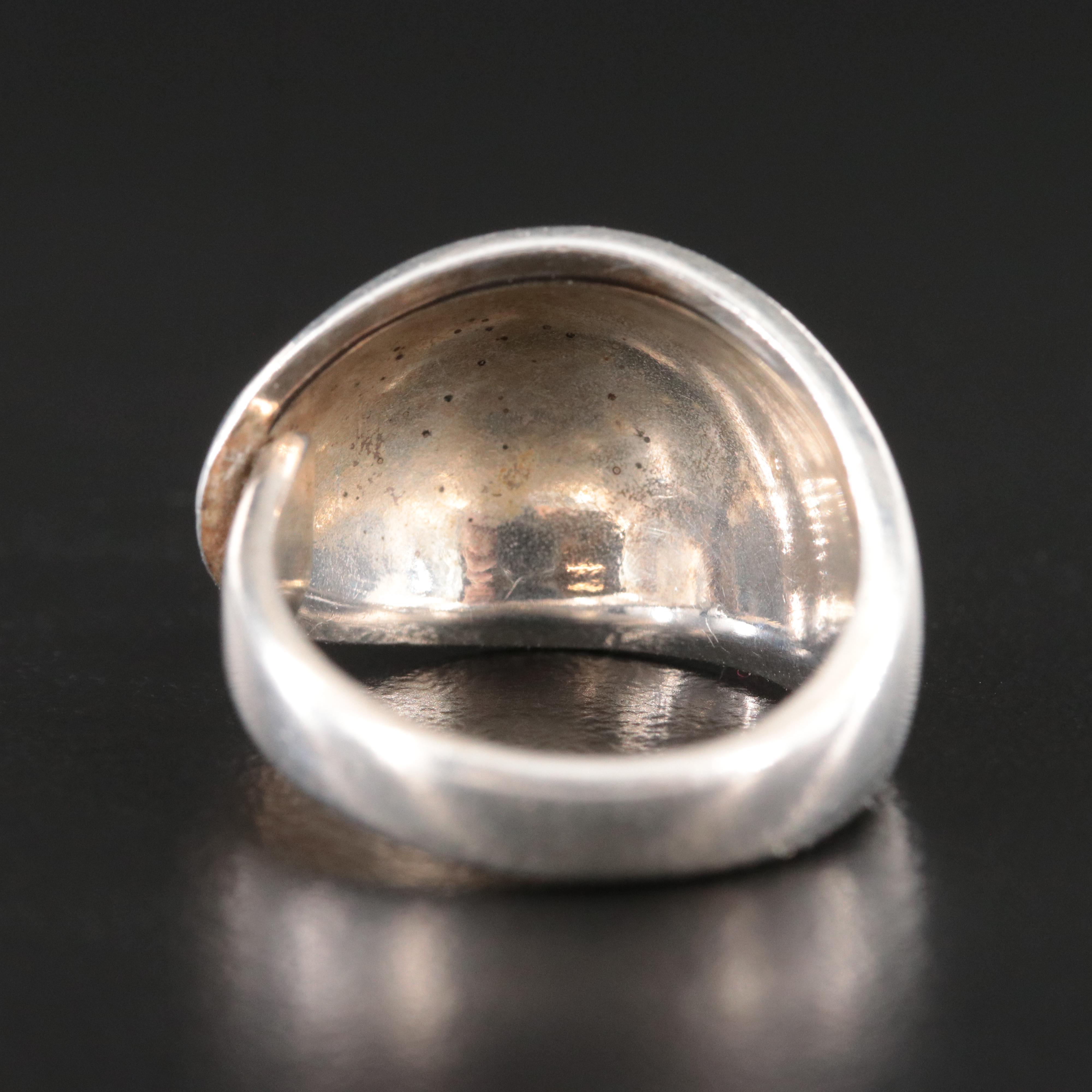 David Andersen Sterling Guilloché Enamel Dome Ring