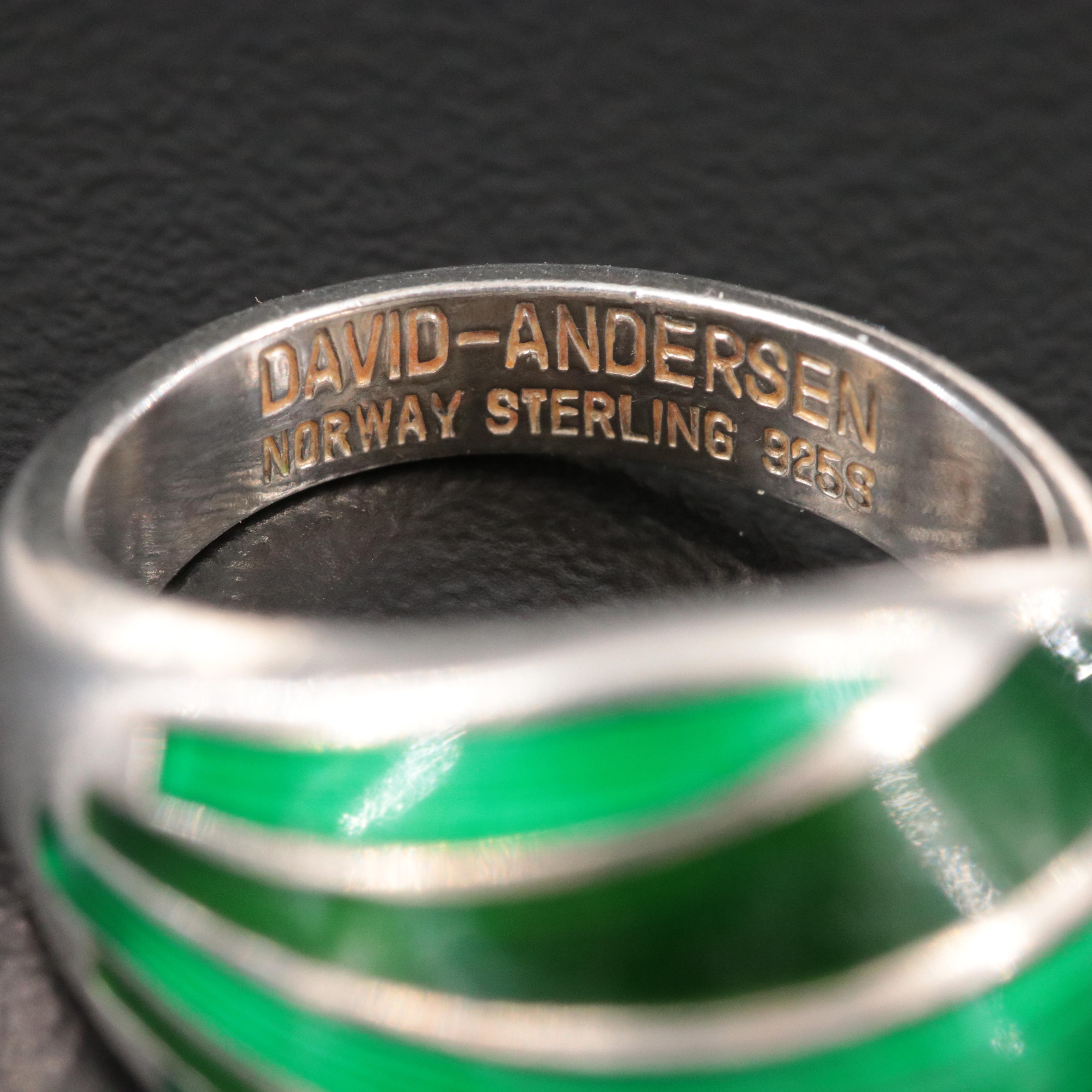 David Andersen Sterling Guilloché Enamel Dome Ring