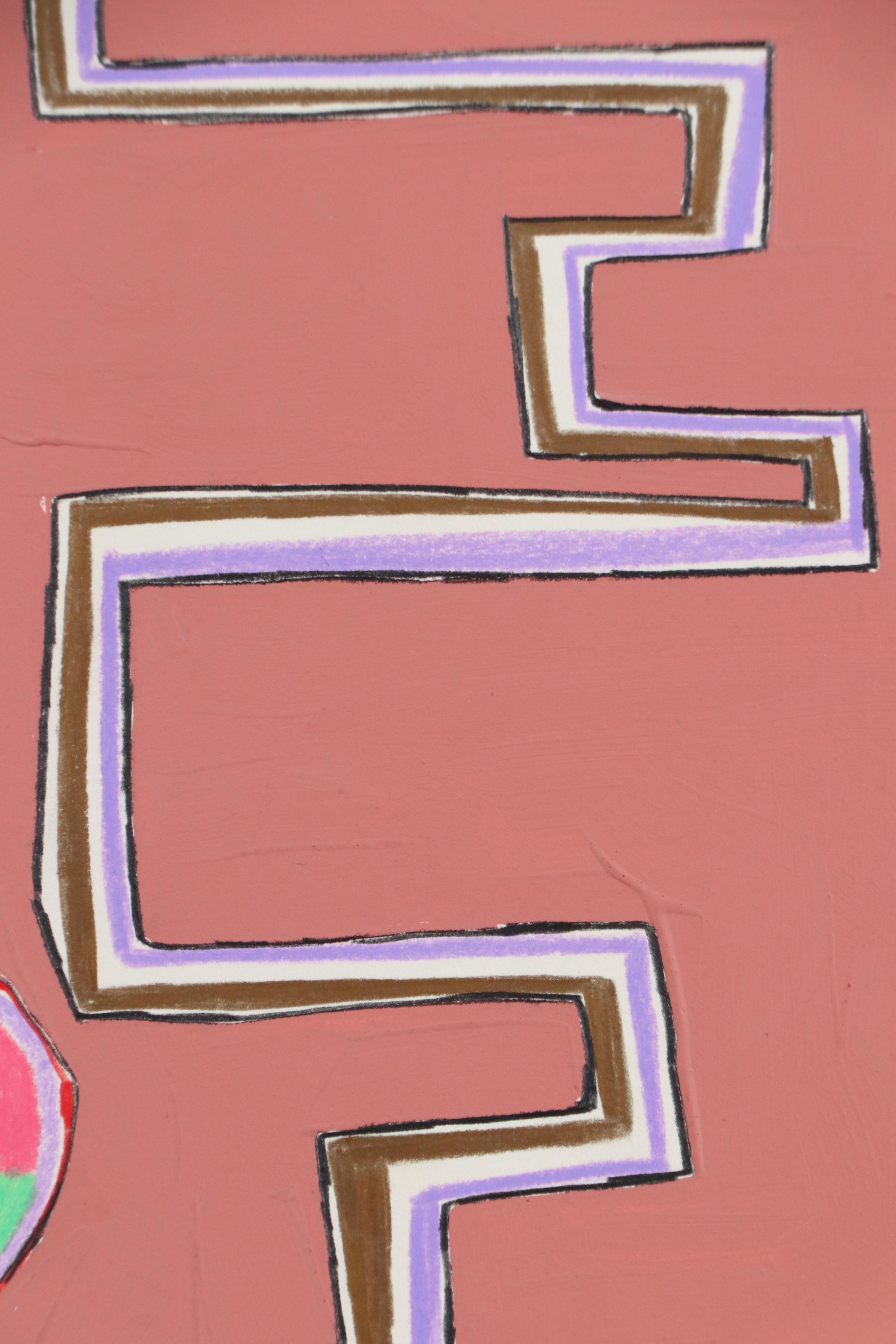 Harry Hilson Abstract Mixed Media Drawing, Late 20th Century