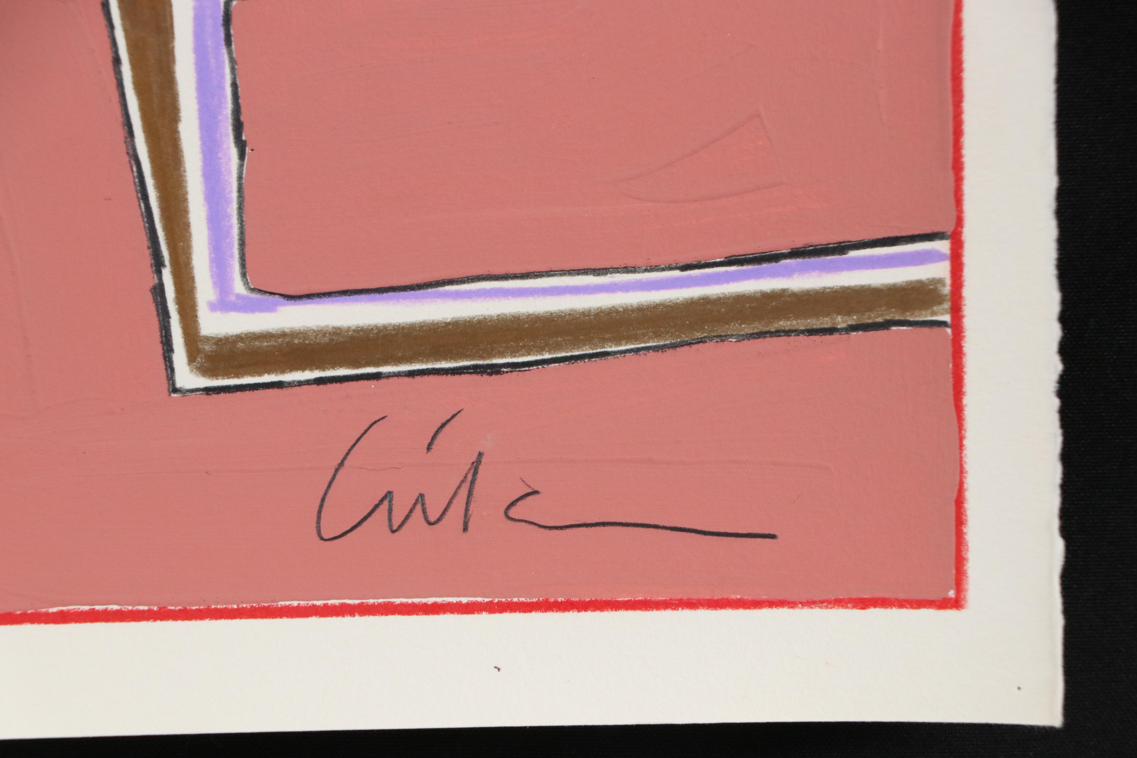 Harry Hilson Abstract Mixed Media Drawing, Late 20th Century