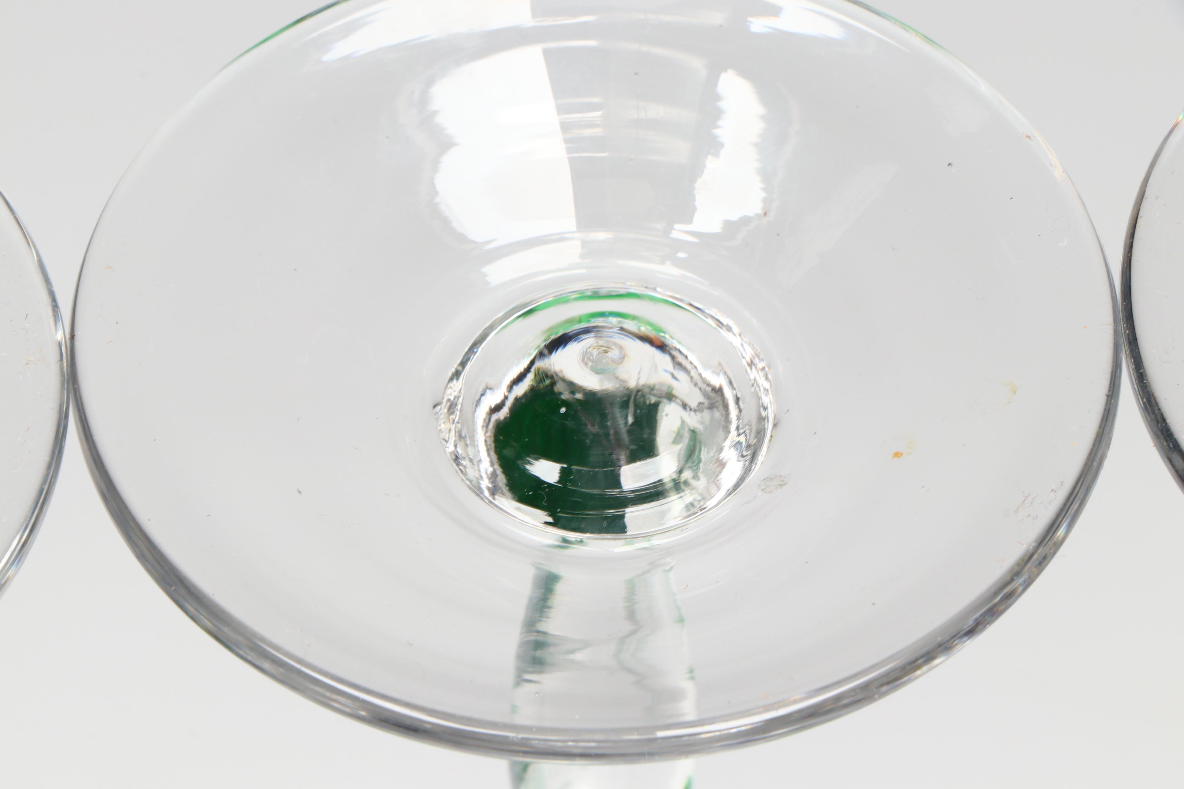 Twist Stem Green Cordial Glasses