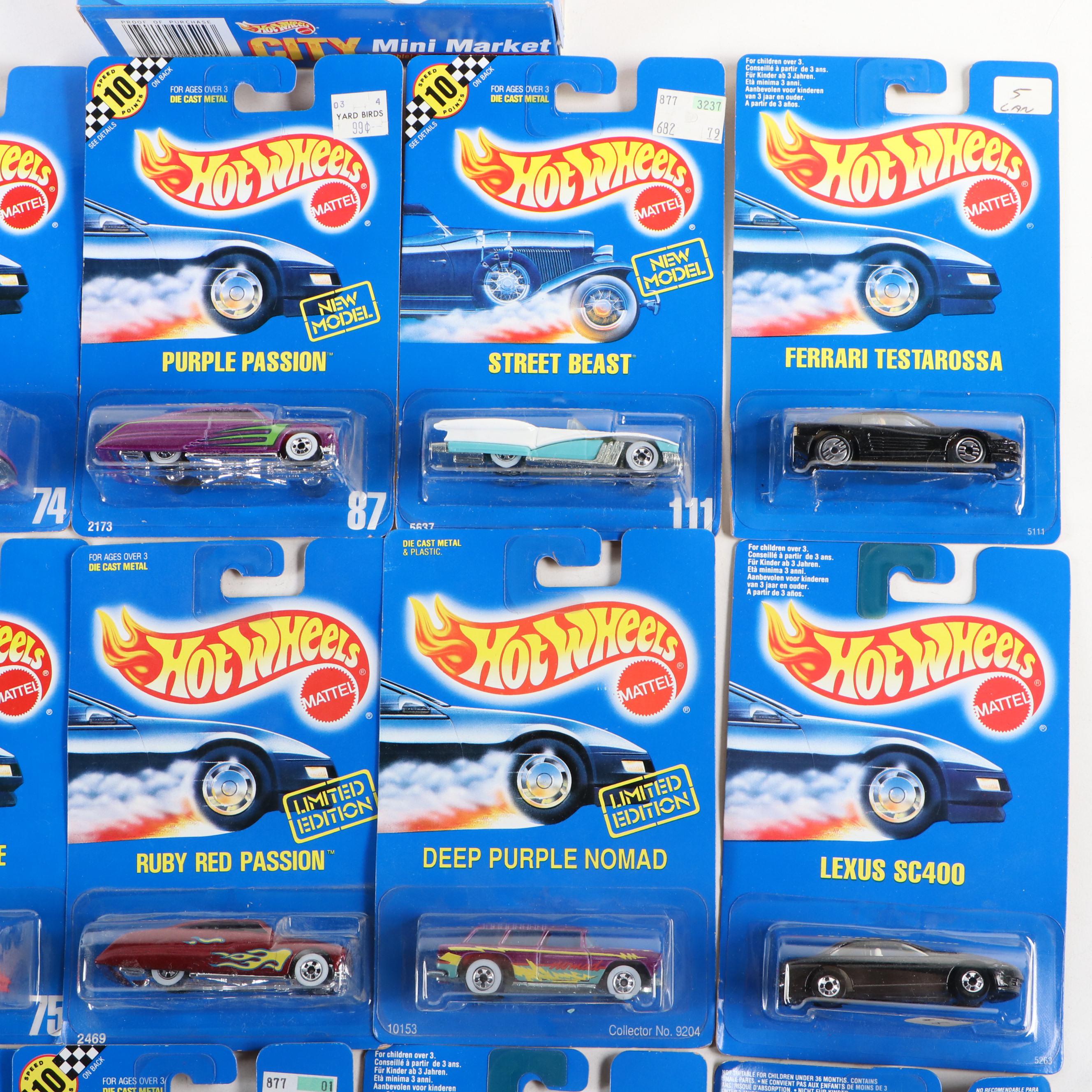 Hot Wheels "City Mini Market," "Mercedes SL" and More Toy Cars, 1990-1991