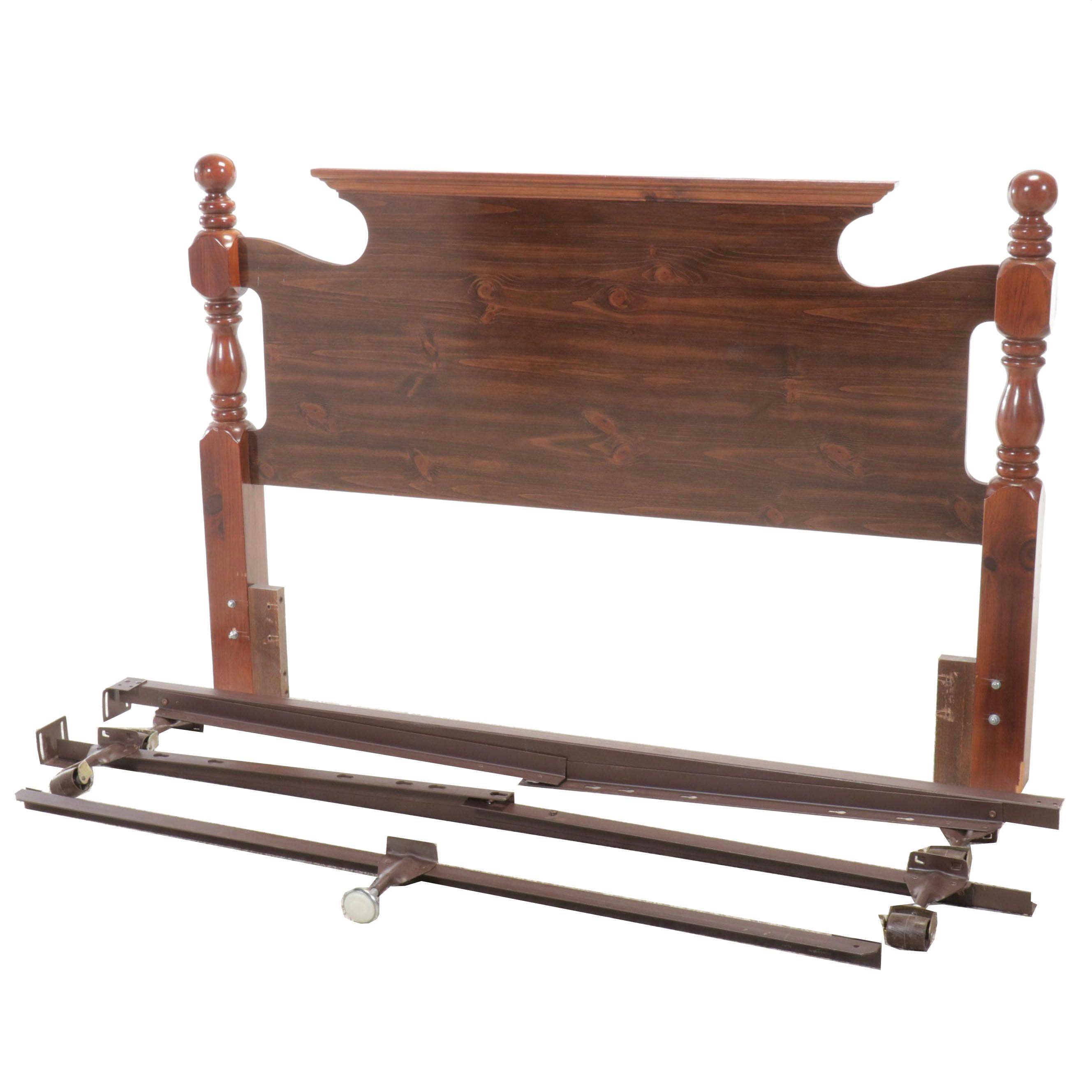 Federal Style Walnut Finish Cannonball Headboard, Mid to Late 20th Century