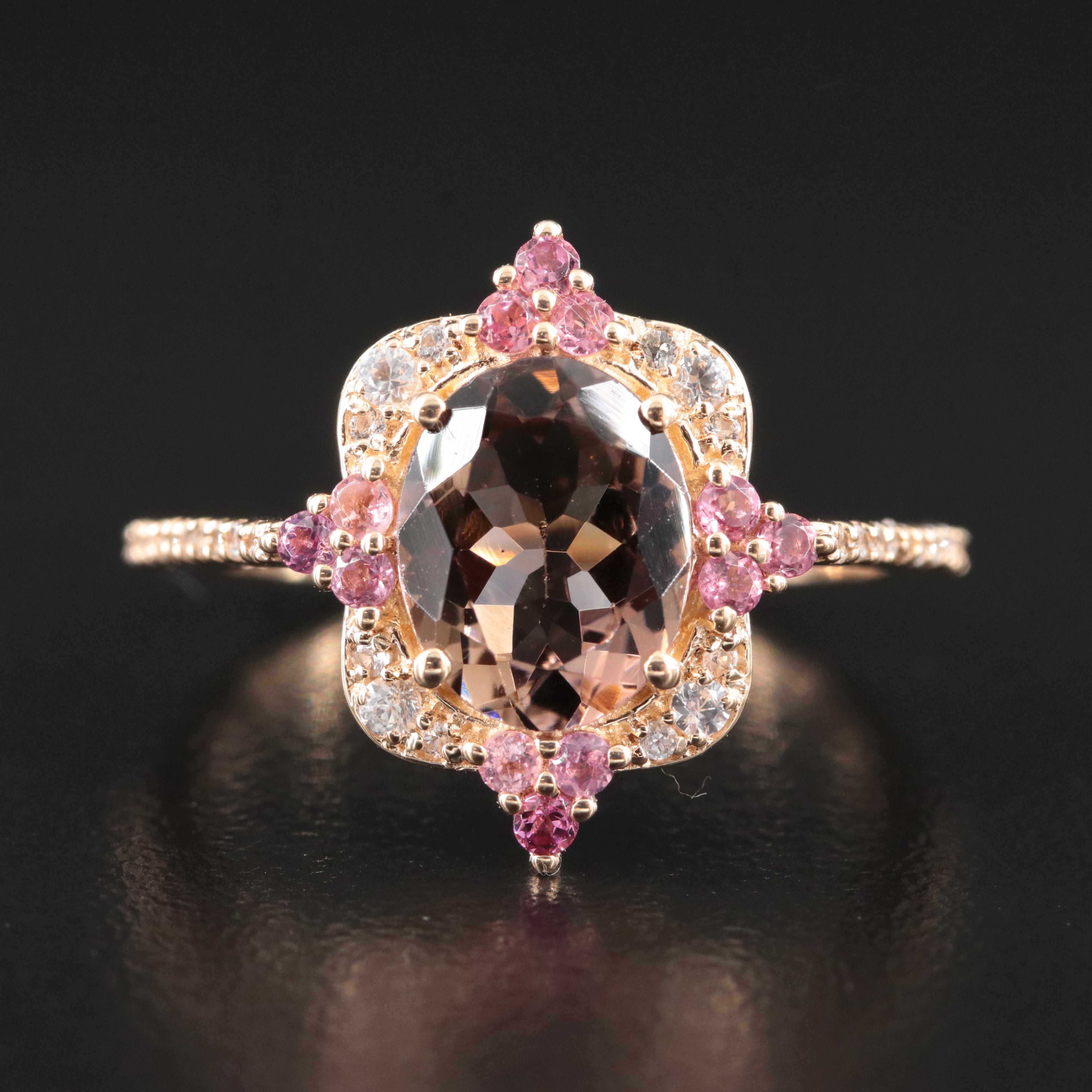 14K Tourmaline and White Sapphire Ring