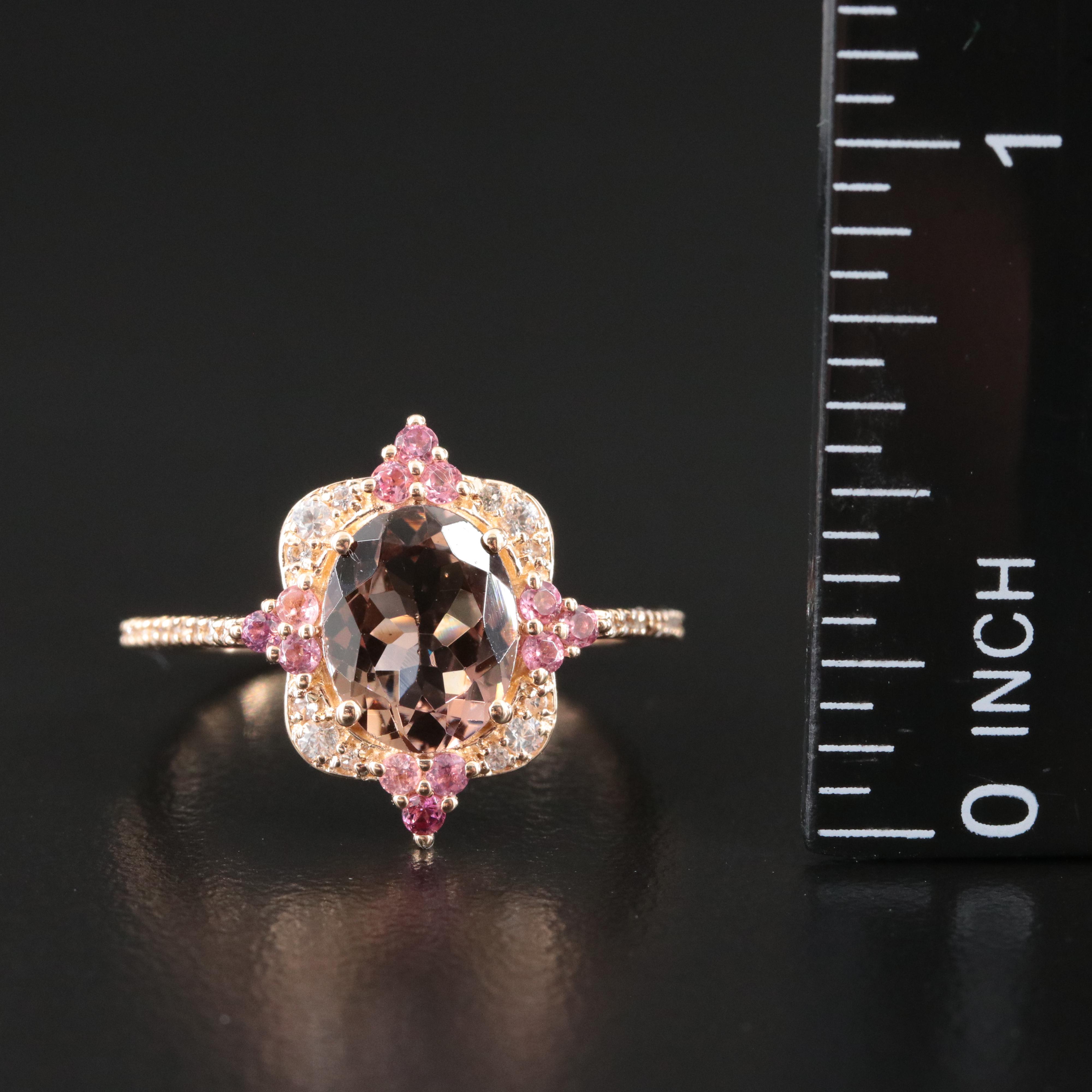 14K Tourmaline and White Sapphire Ring