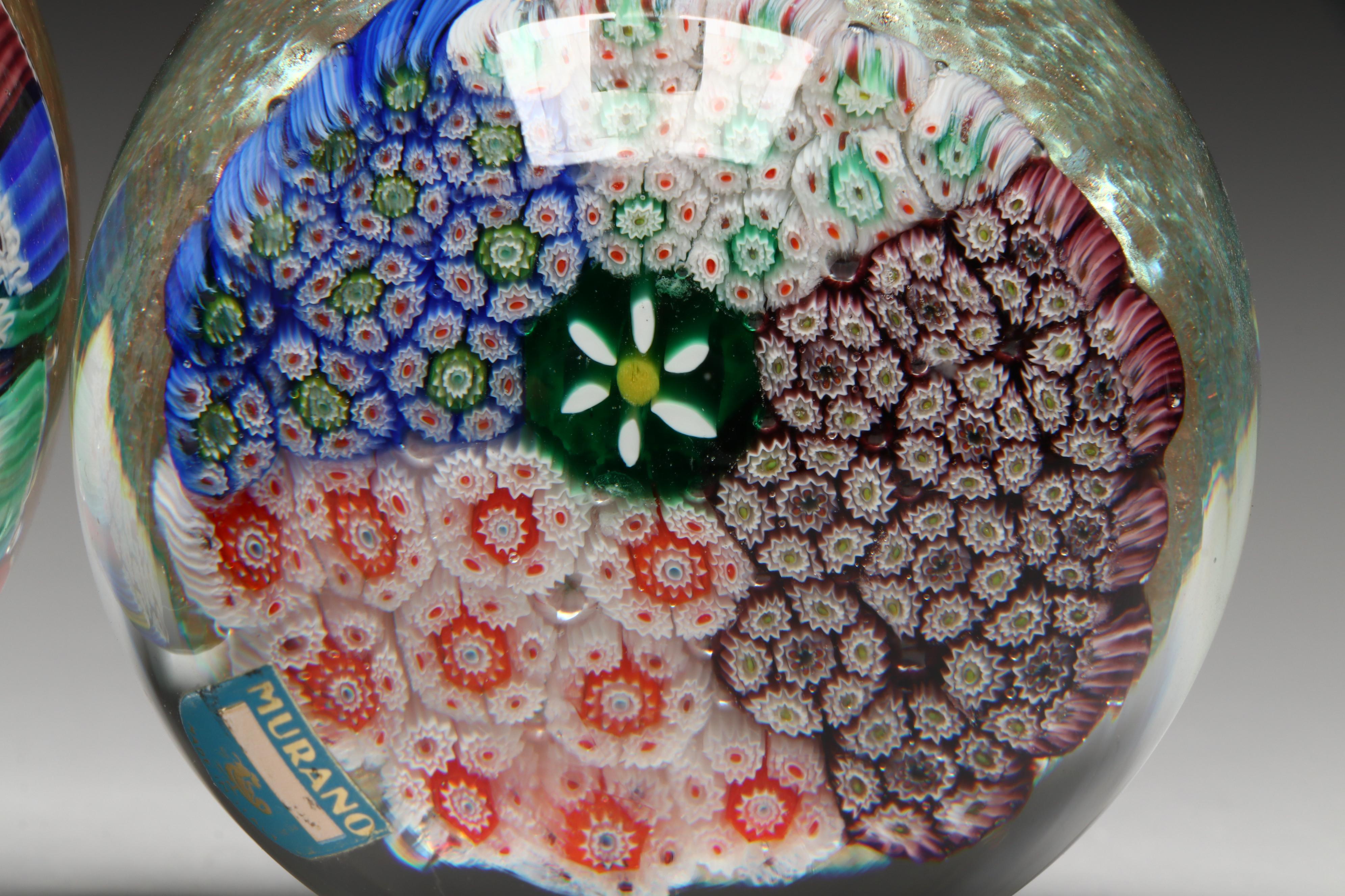 Murano Millefiori Art Glass Paperweights, Mid-20th Century