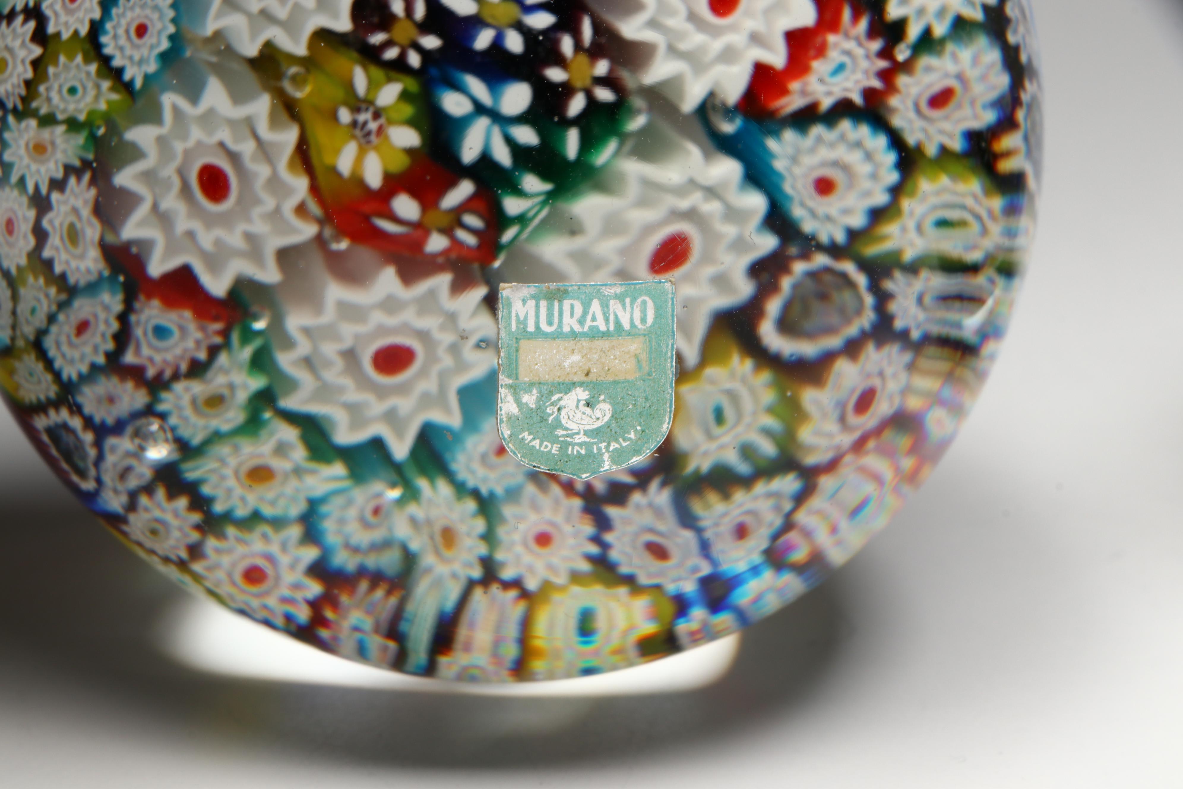 Murano Millefiori Art Glass Paperweights, Mid-20th Century
