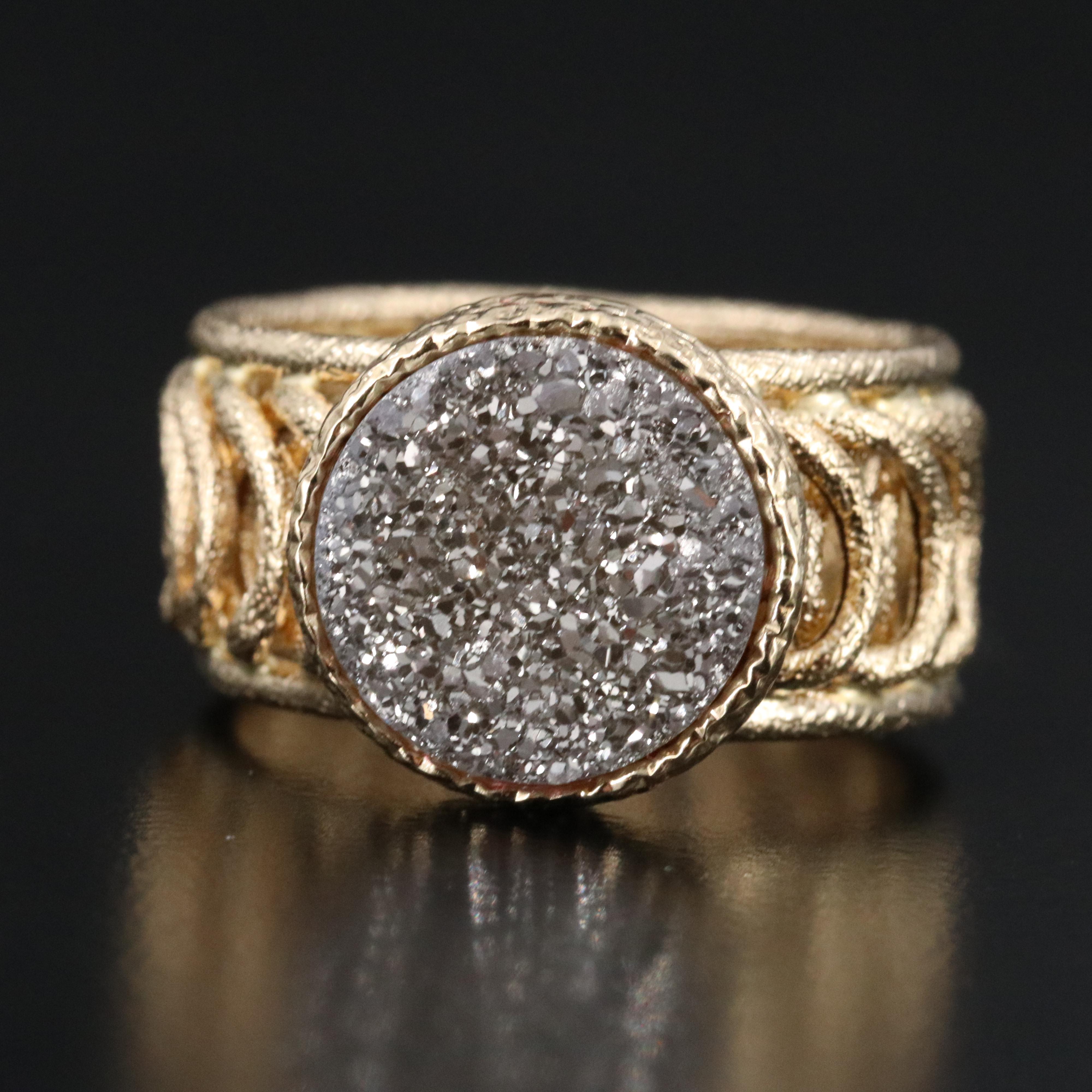 Electroform Druzy Ring with Circular Design