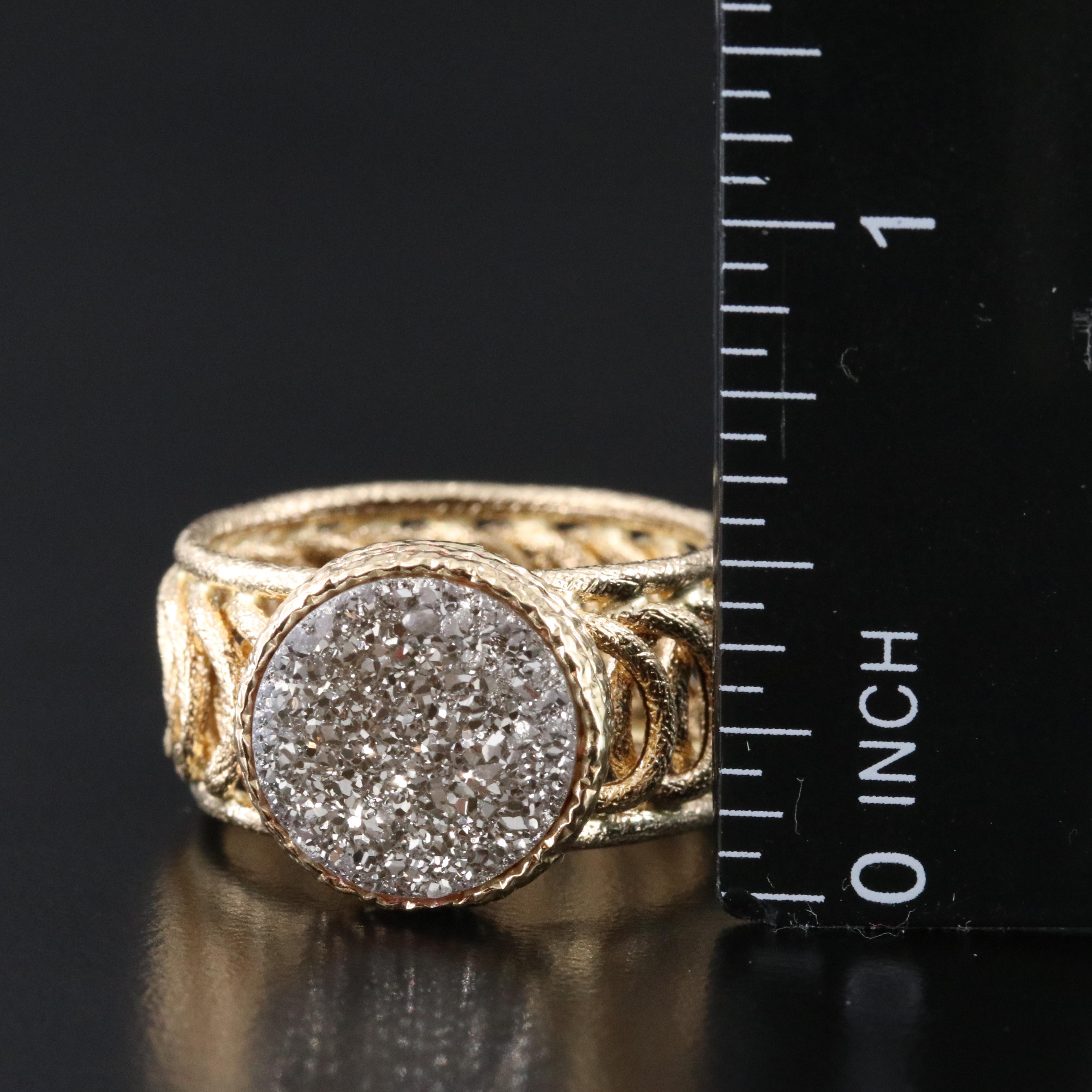 Electroform Druzy Ring with Circular Design