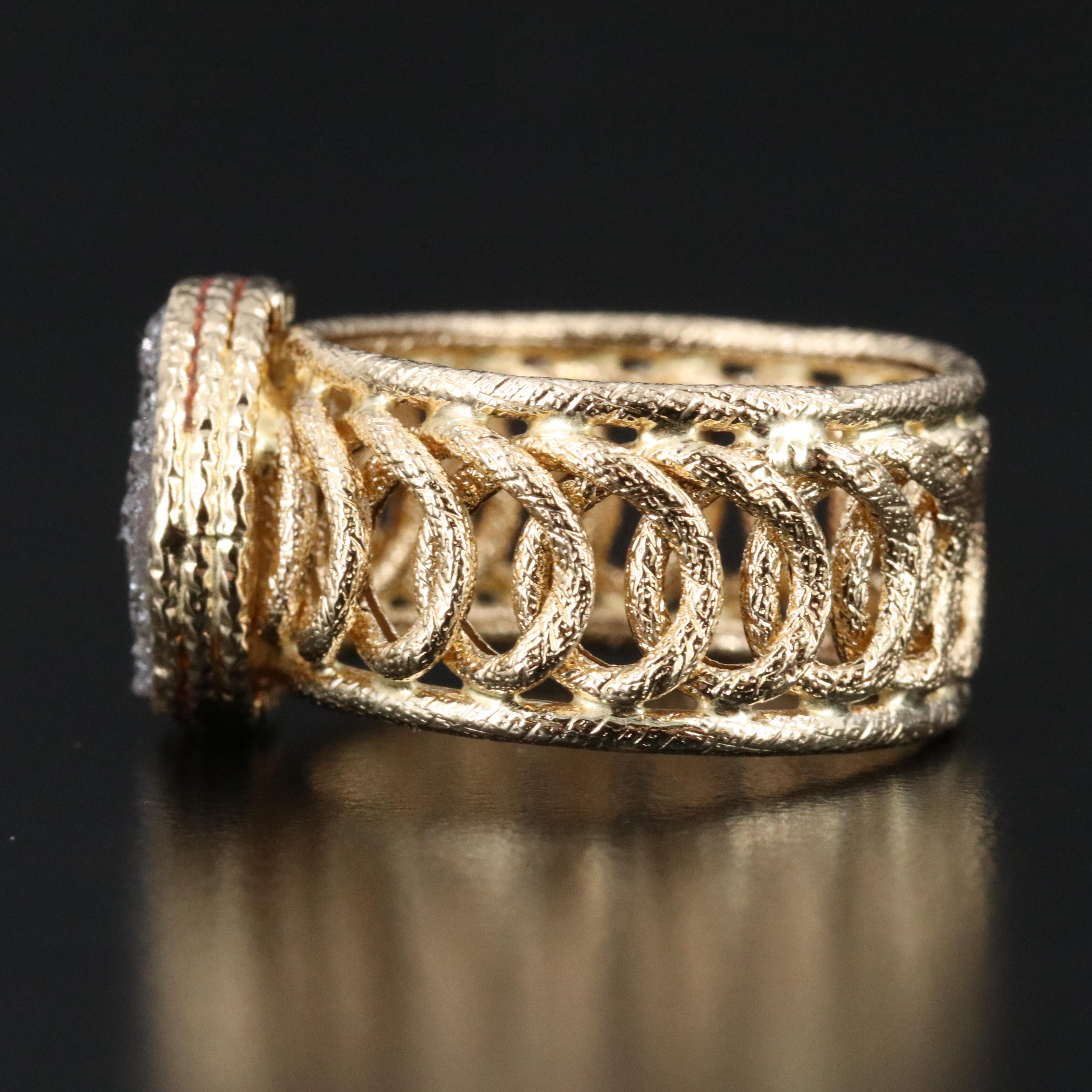 Electroform Druzy Ring with Circular Design