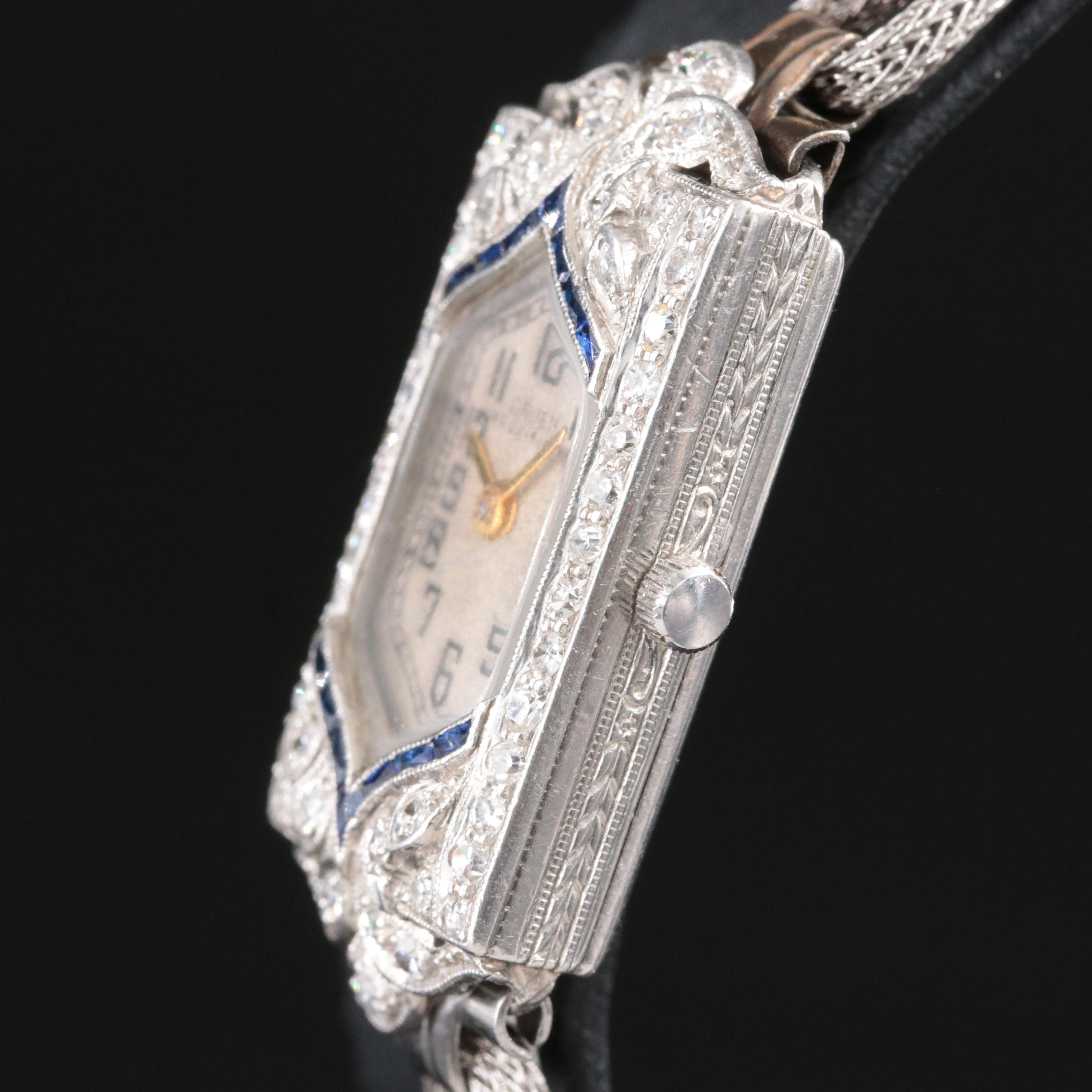 Art Deco Gruen Platinum Diamond Vintage Watch