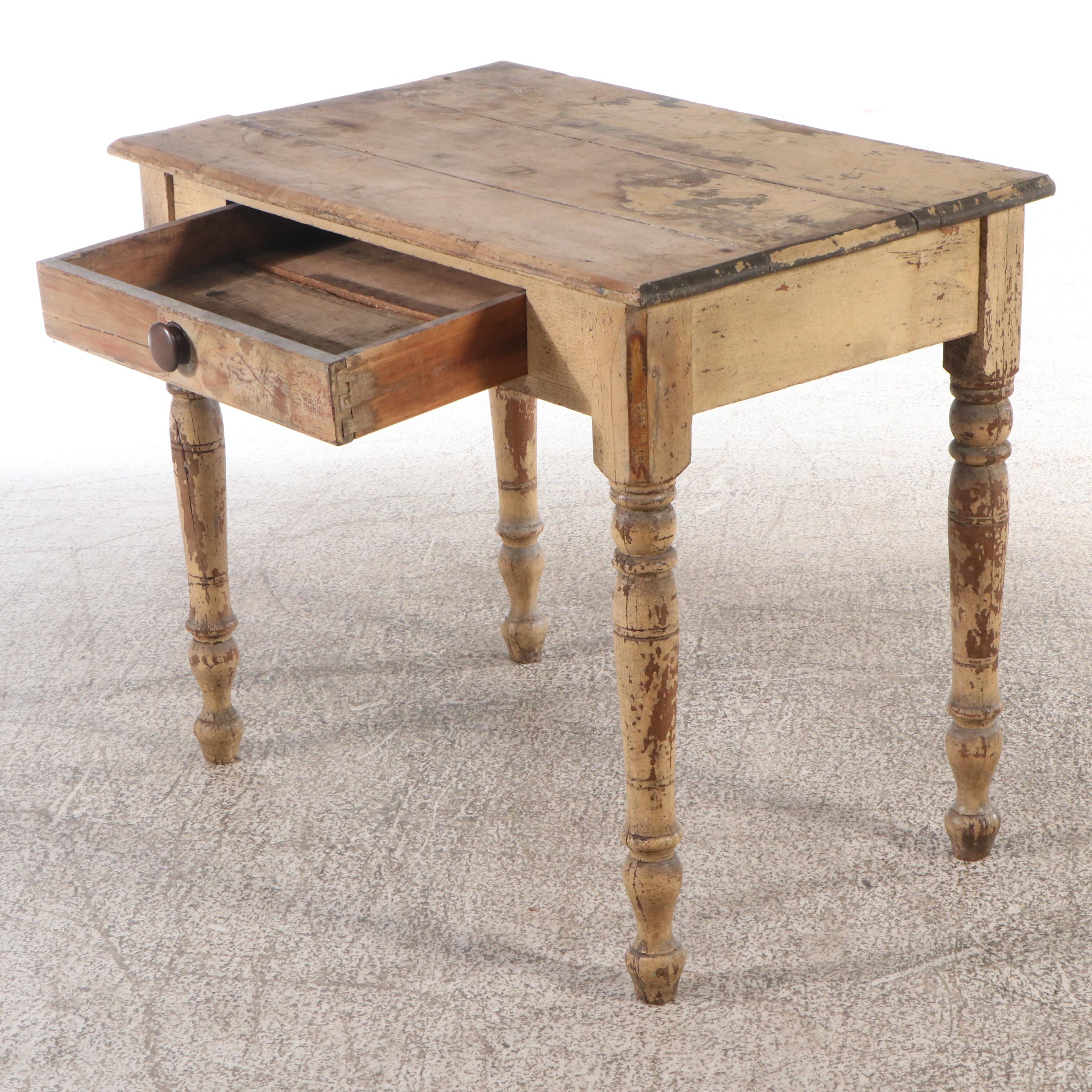 Country Sheraton Style Painted Wood Work Table