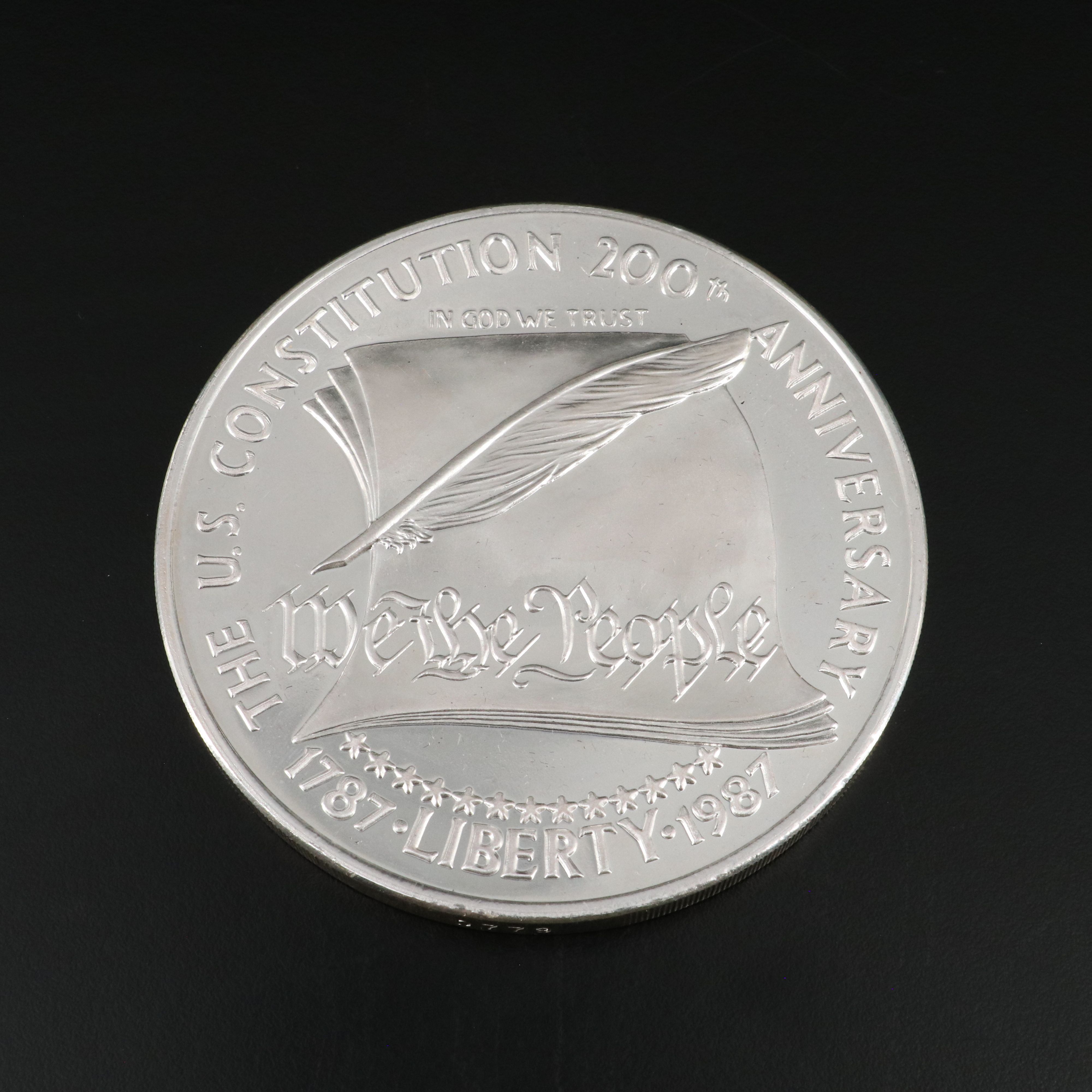 1987 Constitution Dollar, One Troy Pound of .999 Silver