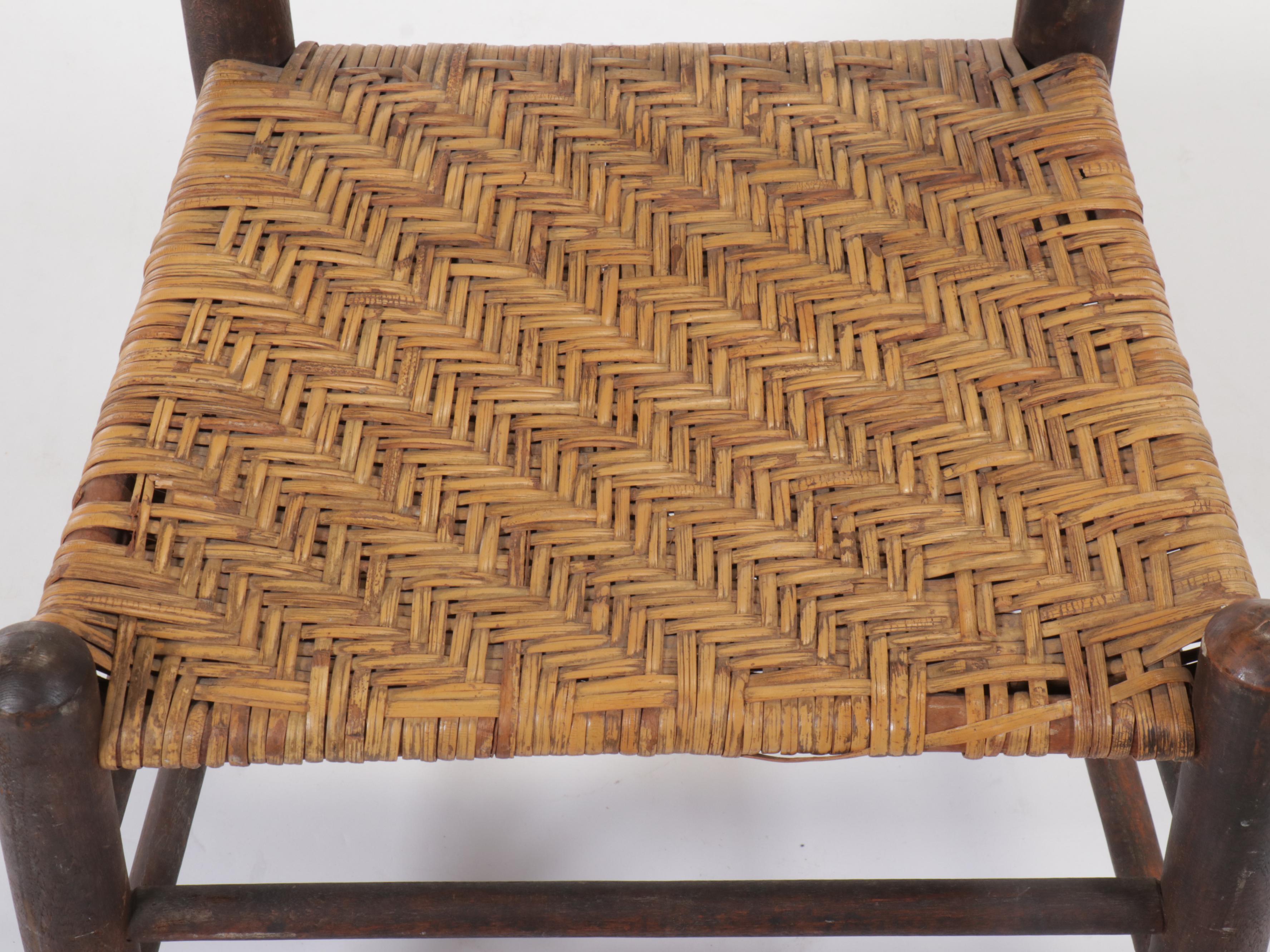 Shaker Style Walnut Ladderback Chair with Woven Splint Wood Seat