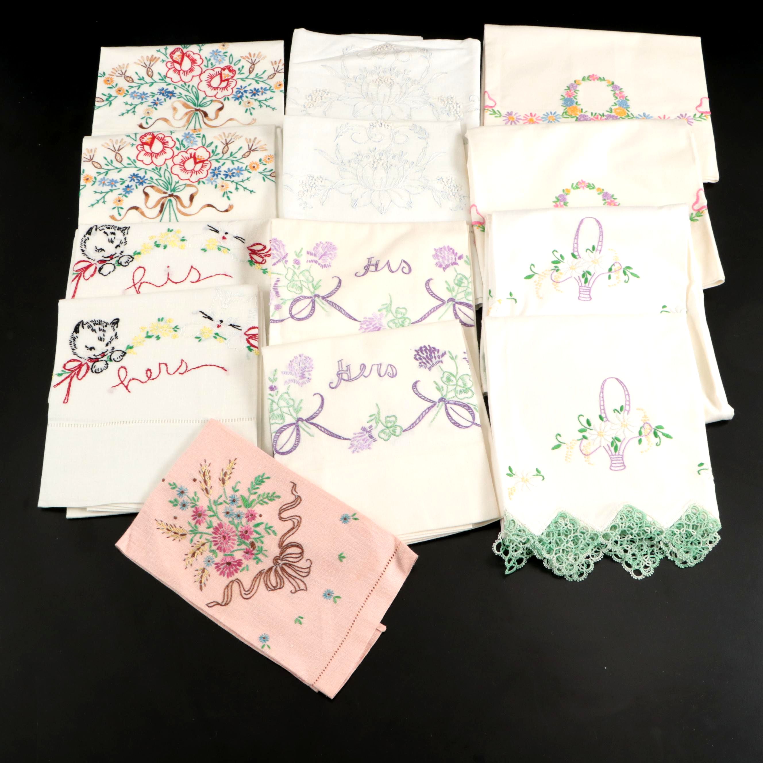 Embroidered Table Napkins and Tea Towels