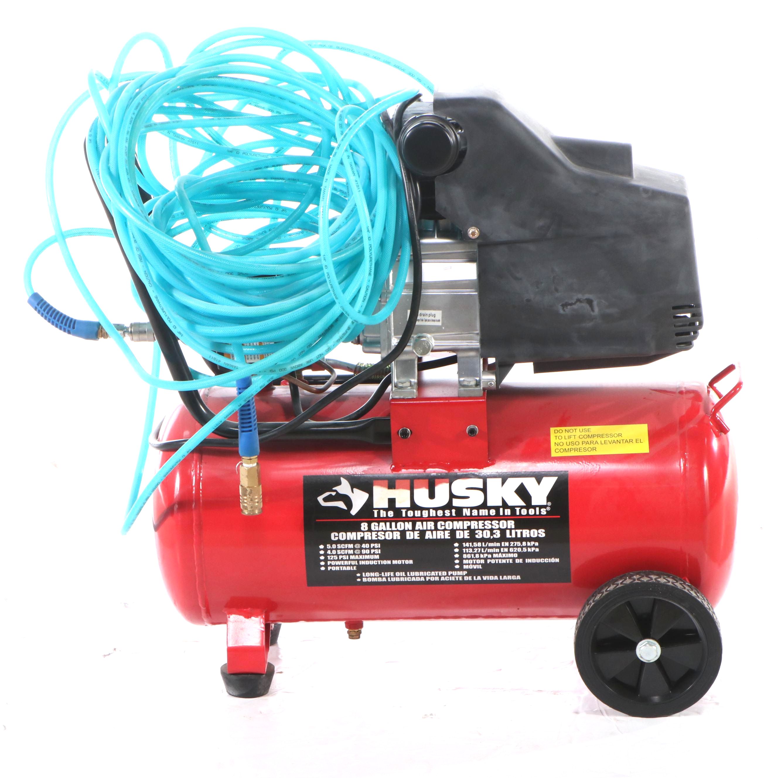Husky Portable 8-Gallon Cylinder Air Compressor with Hose
