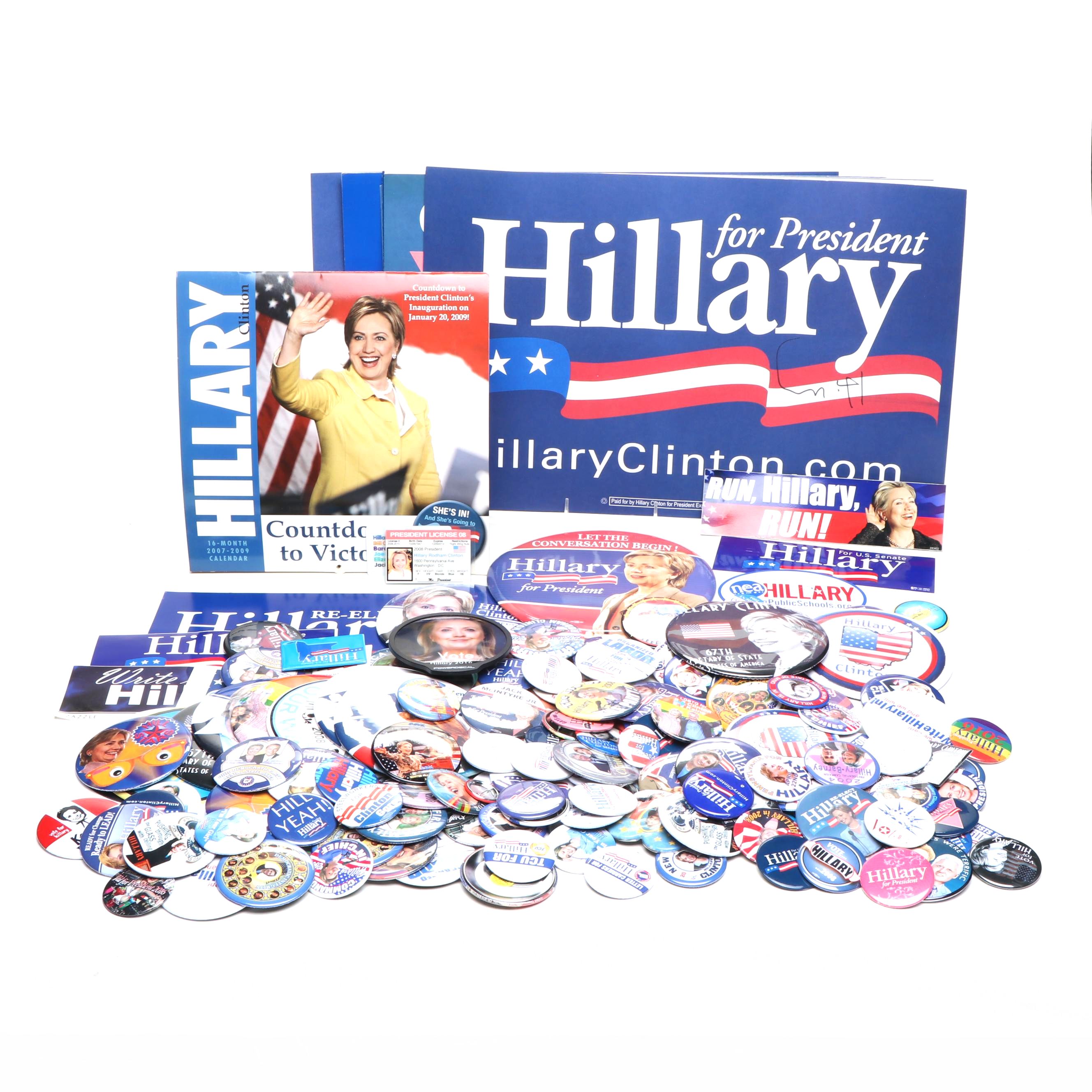 Bill & Hillary Clinton, Tim Kaine with Other Political Posters, Pinbacks, More
