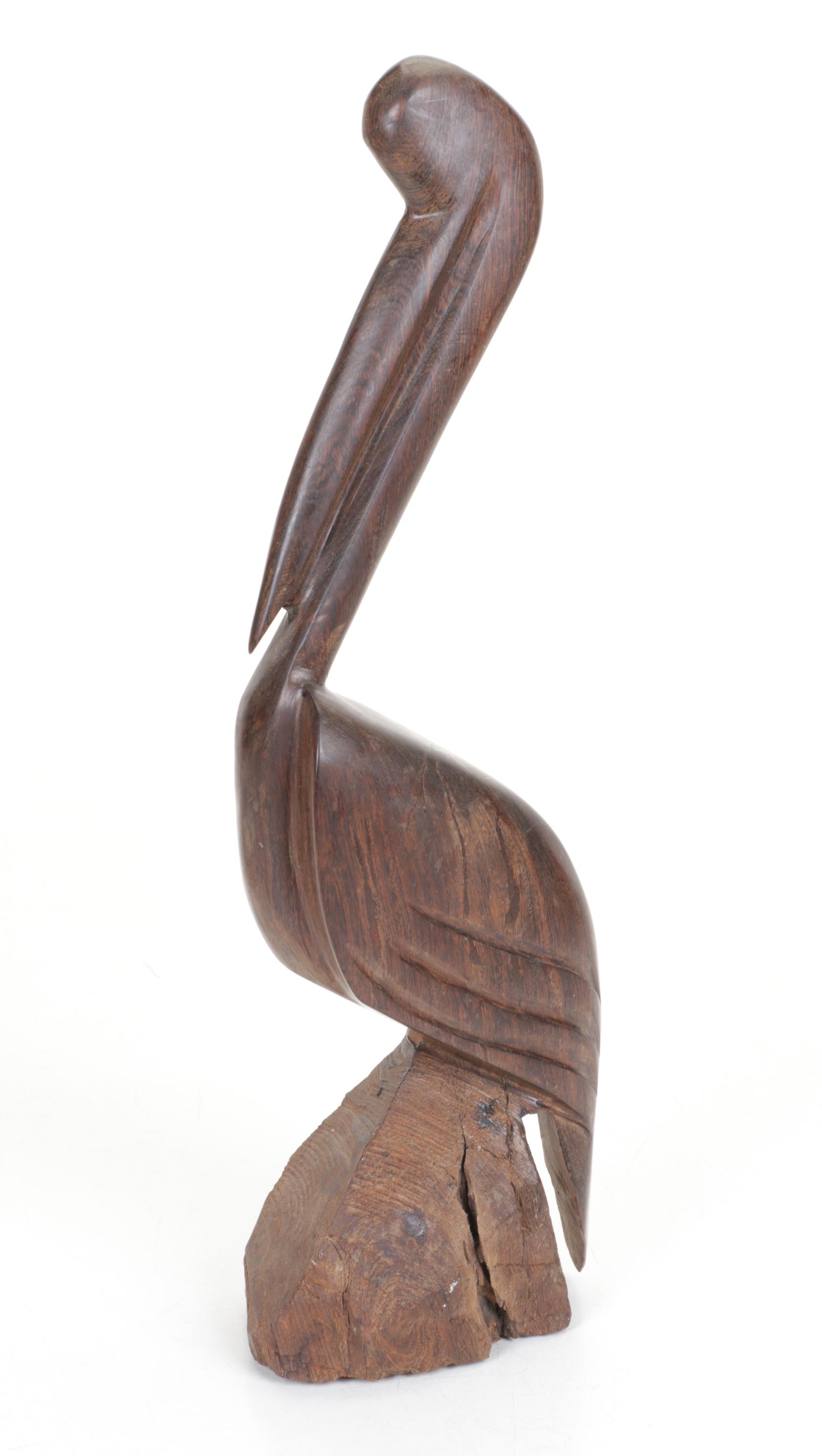 Hand-Carved Wooden Pelican Puzzle Box and Collection of Pelicans