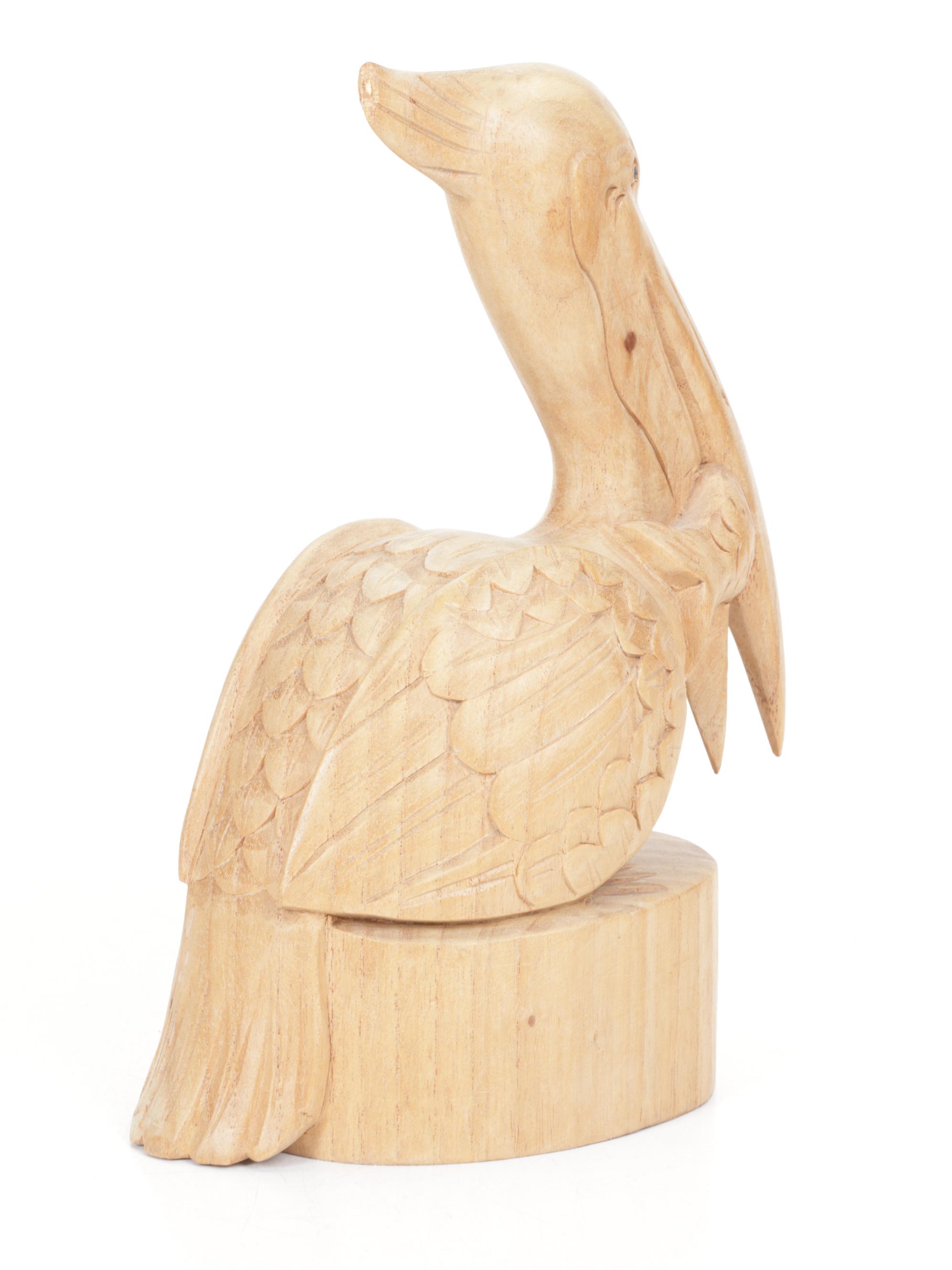 Hand-Carved Wooden Pelican Puzzle Box and Collection of Pelicans