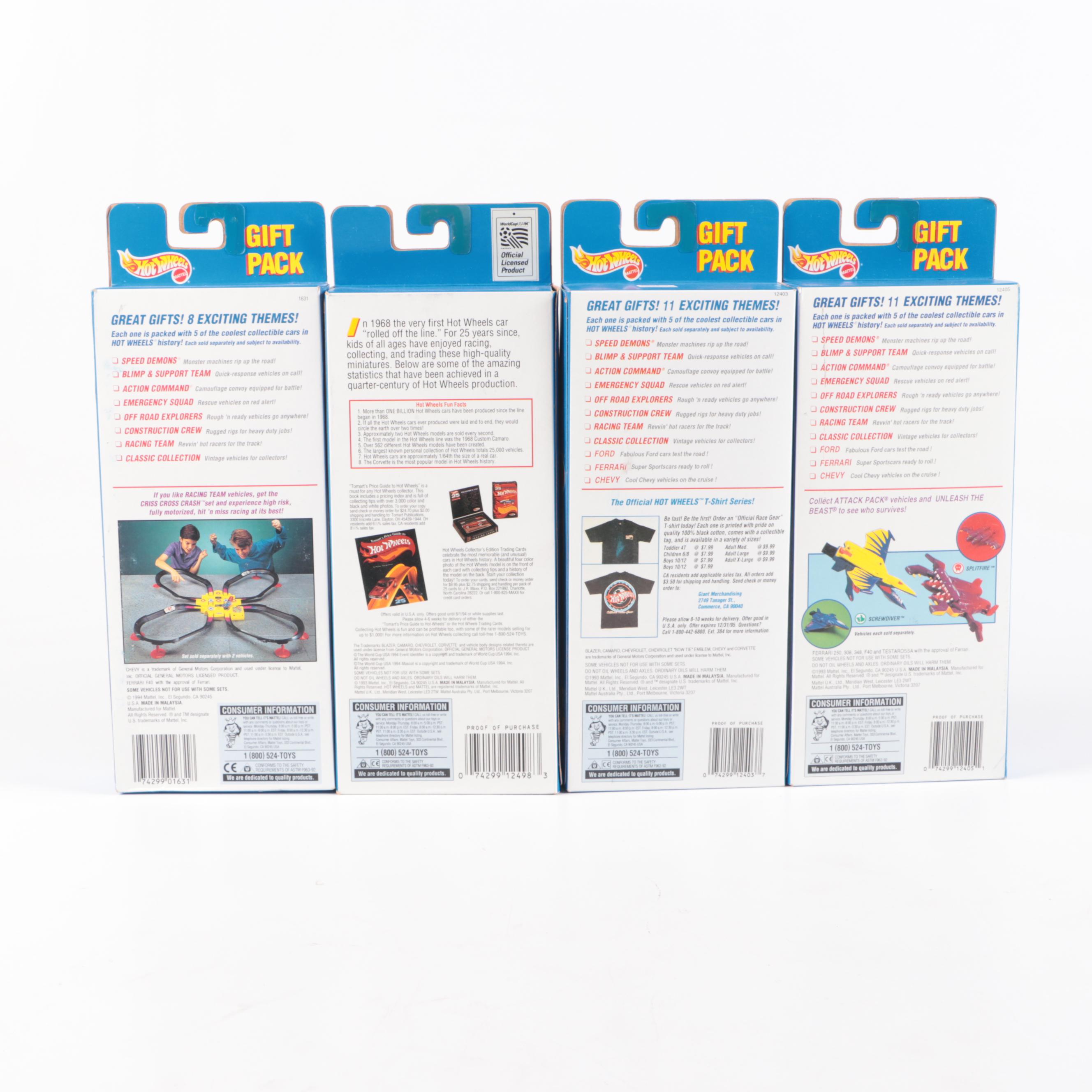 Hot Wheels "Chevrolet," "Racing Team" and More Car Gift Packs, 1993–1994