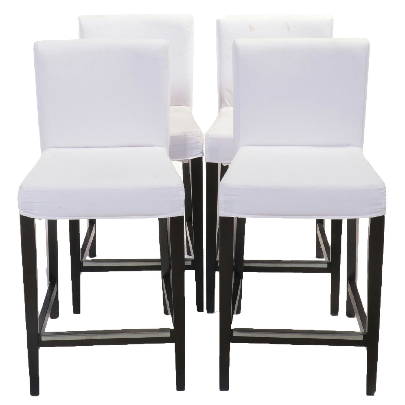Set of Four Contemporary Upholstered Wooden Barstools