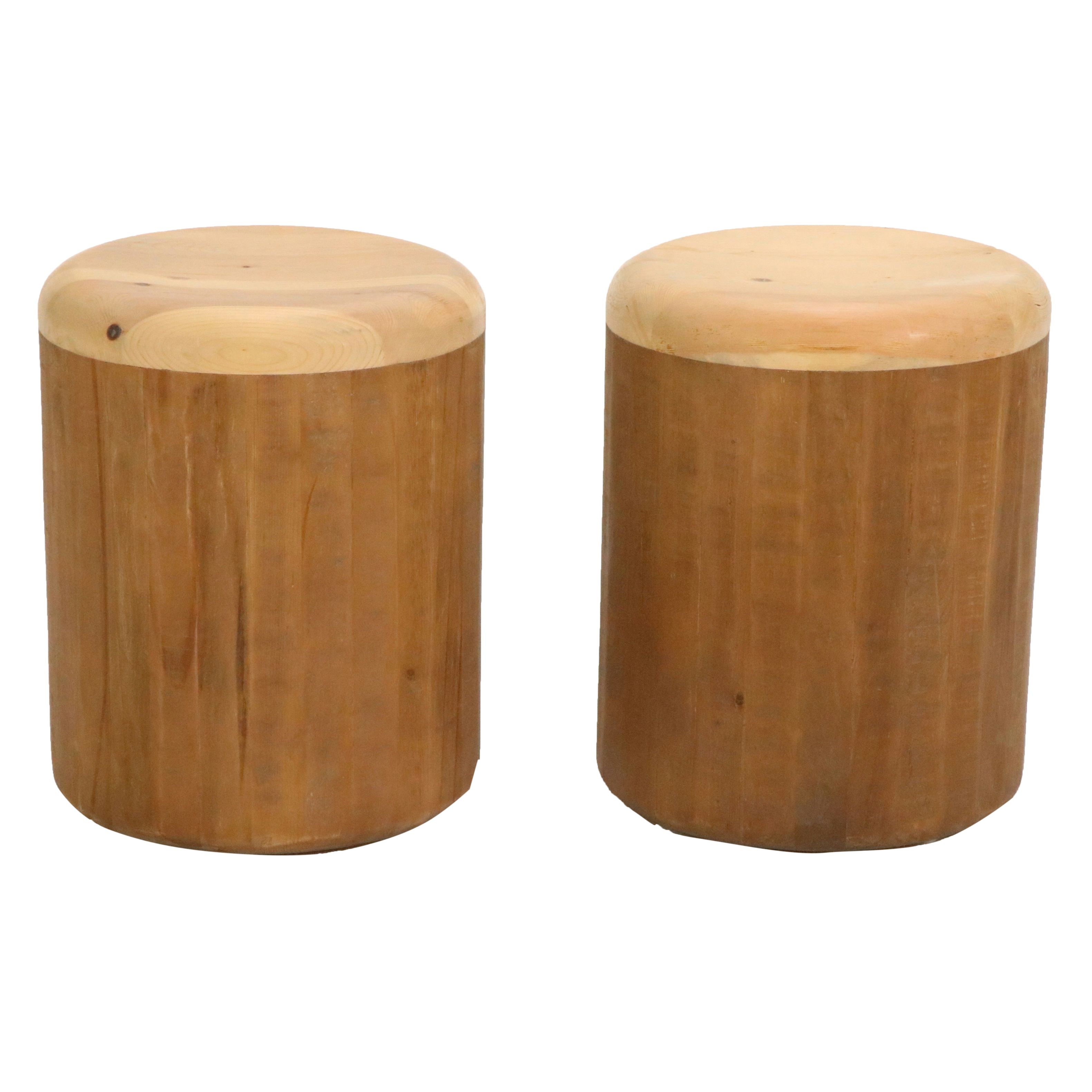 Pair of BoBo Intriguing Objects "Dylan" Natural Wood Stools