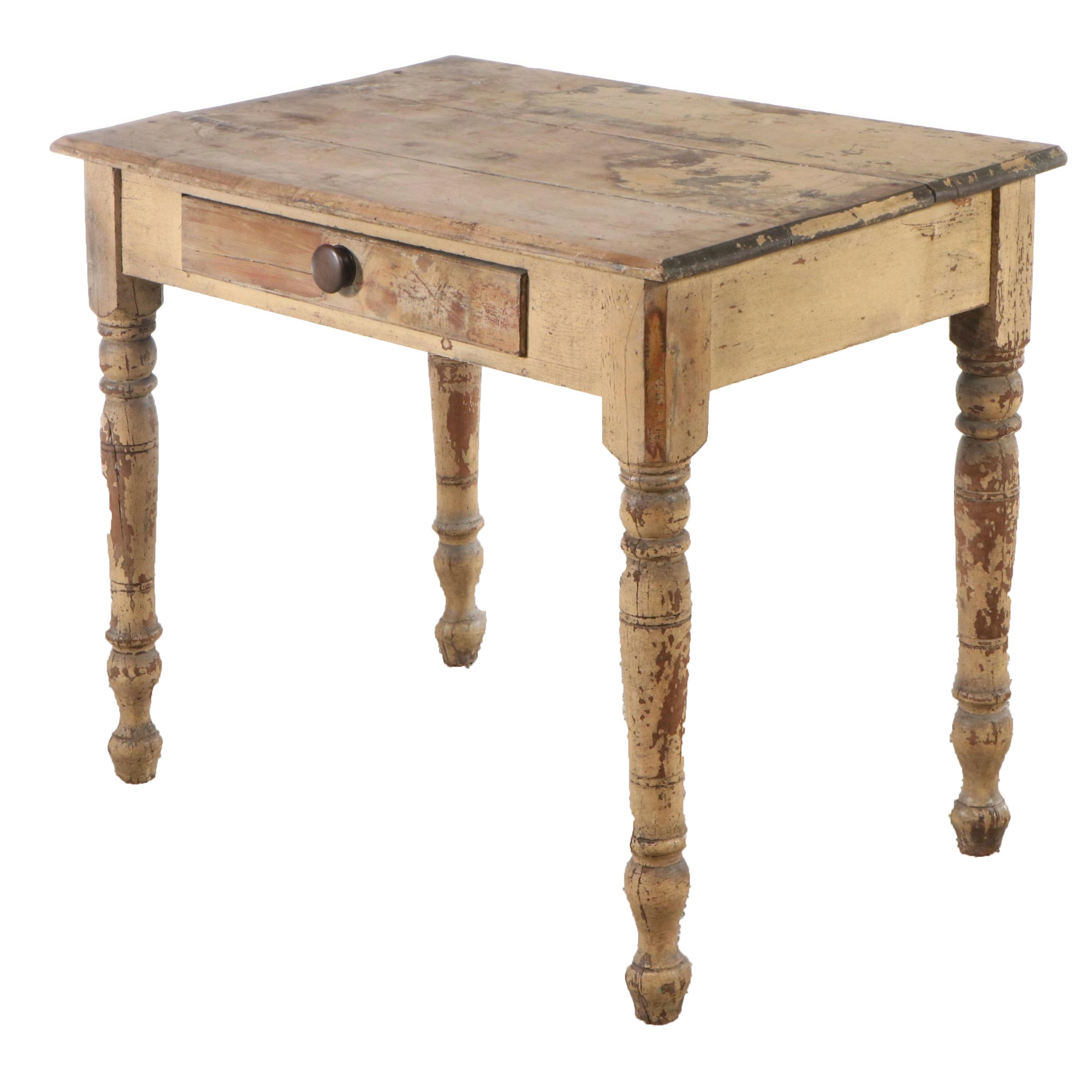 Country Sheraton Style Painted Wood Work Table