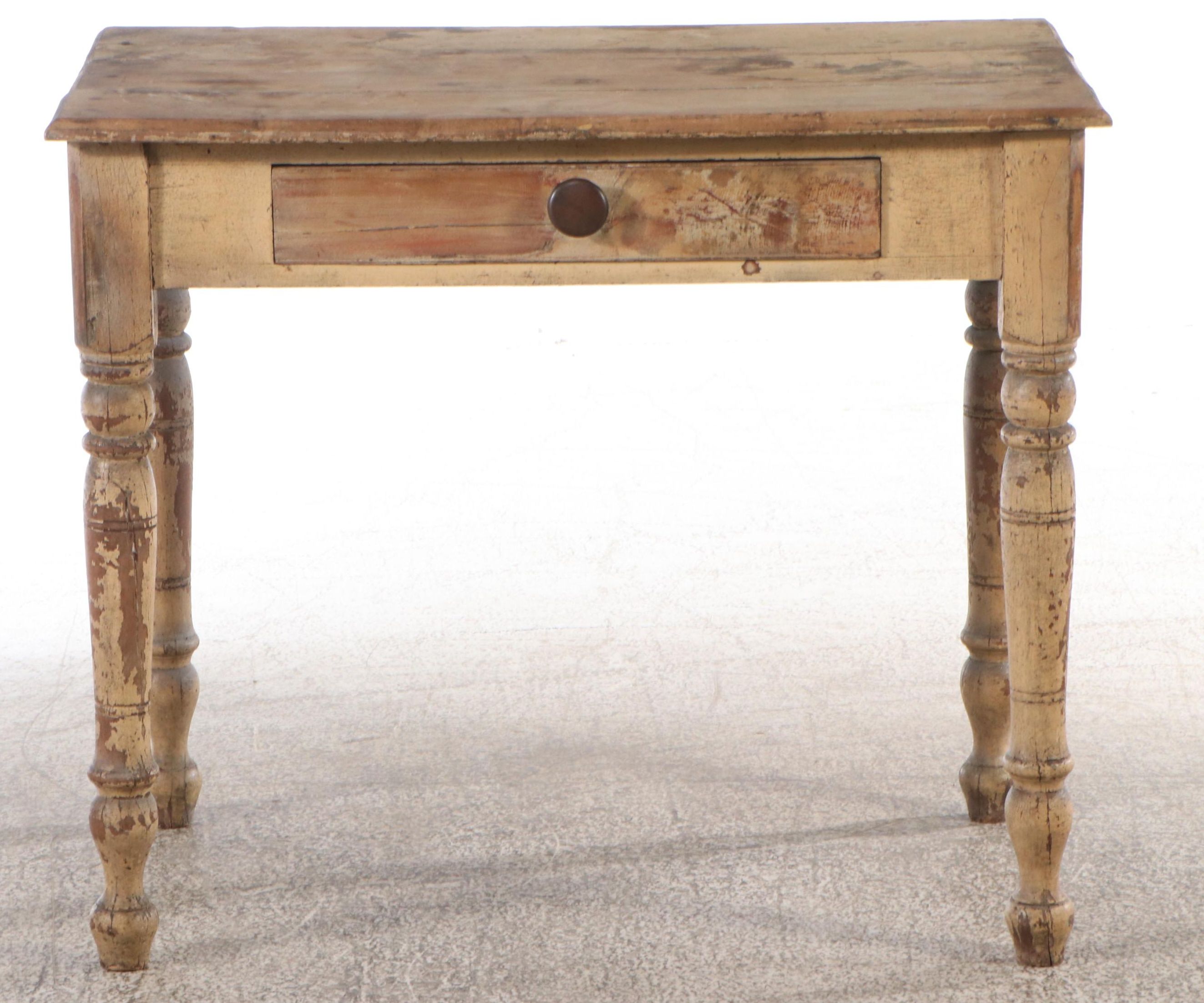 Country Sheraton Style Painted Wood Work Table