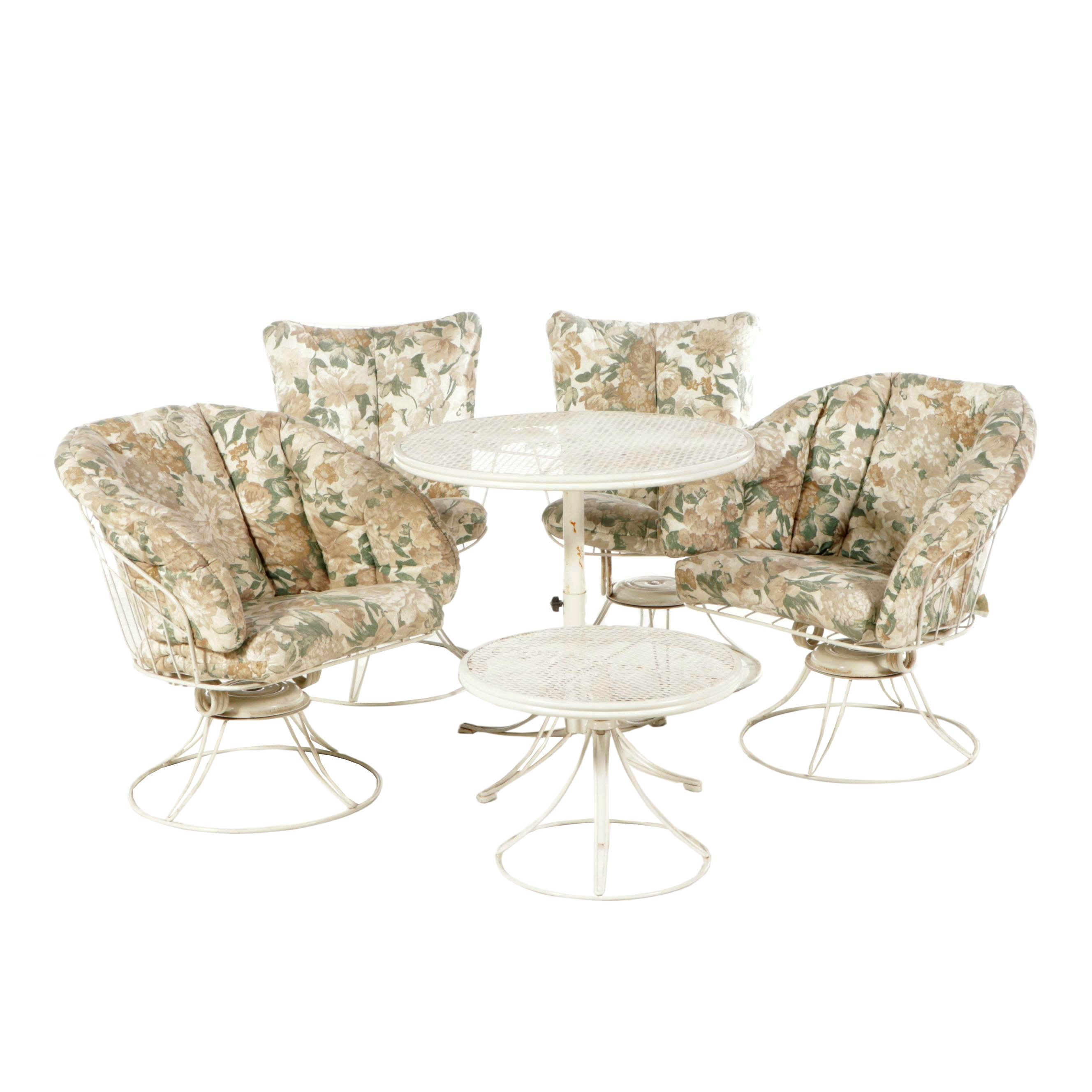 Homecrest White-Painted Wrought Iron Patio Furniture with Cushions