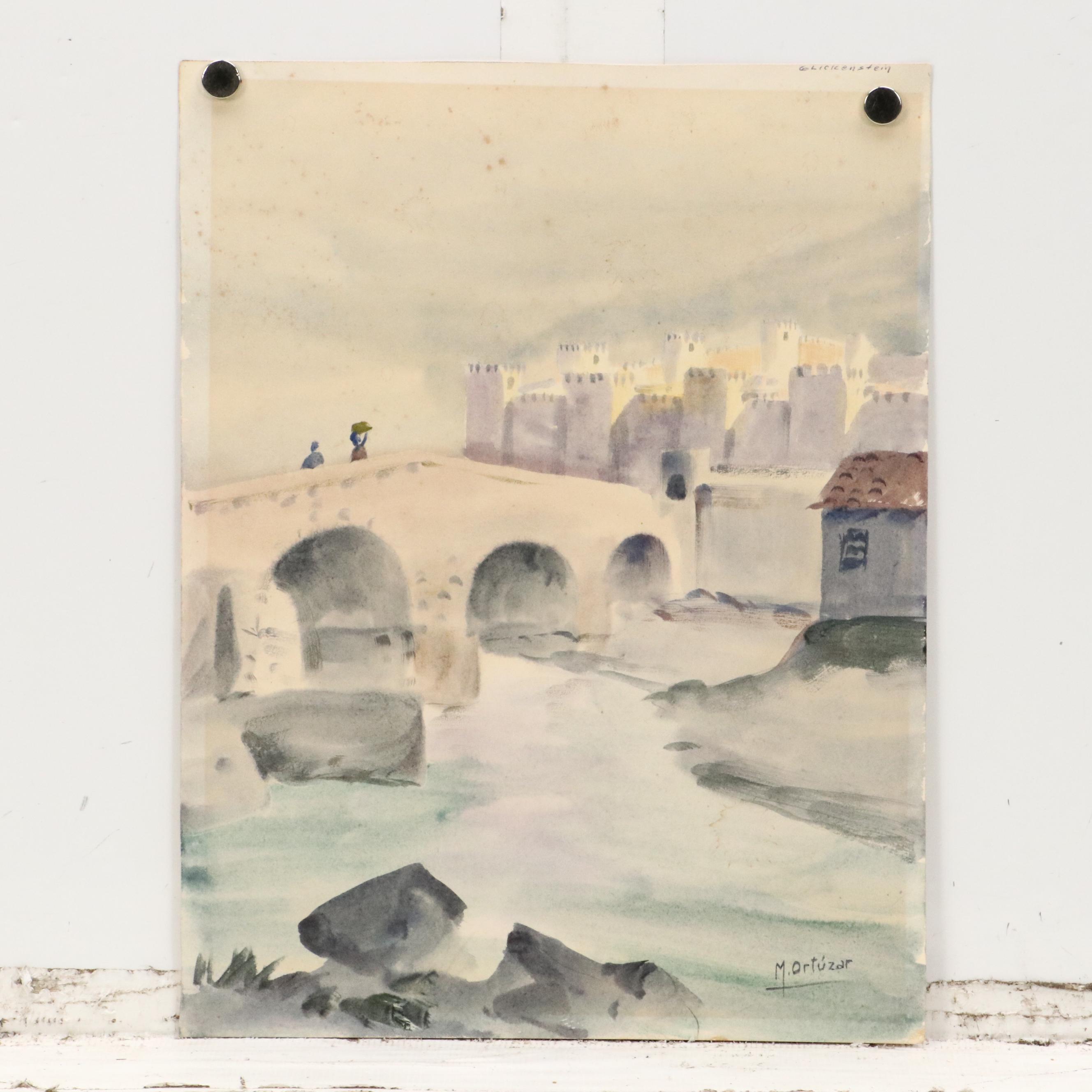 Mariano Ortuzar Spanish Coastal Landscape Watercolor Paintings, 1978-9