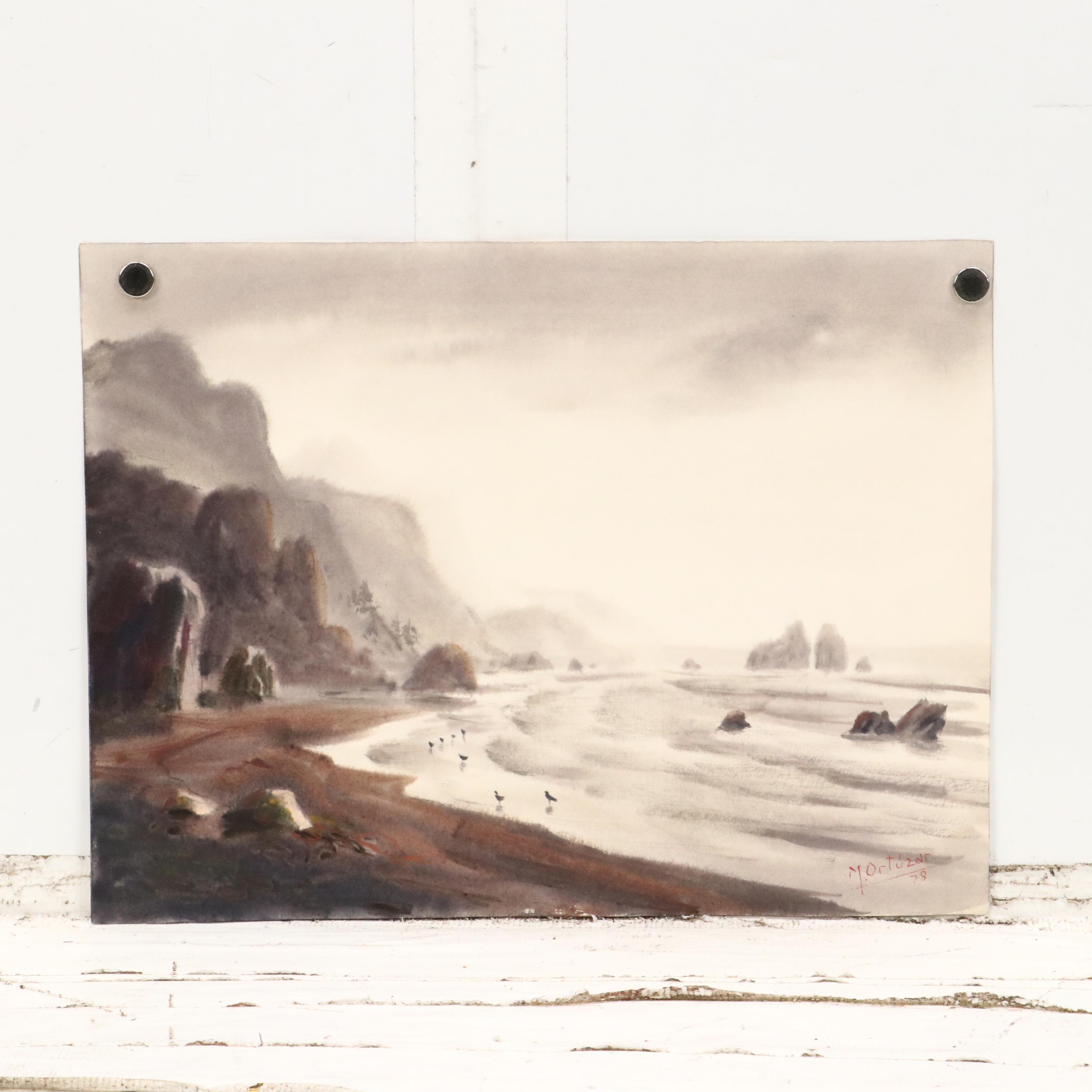 Mariano Ortuzar Spanish Coastal Landscape Watercolor Paintings, 1978-9