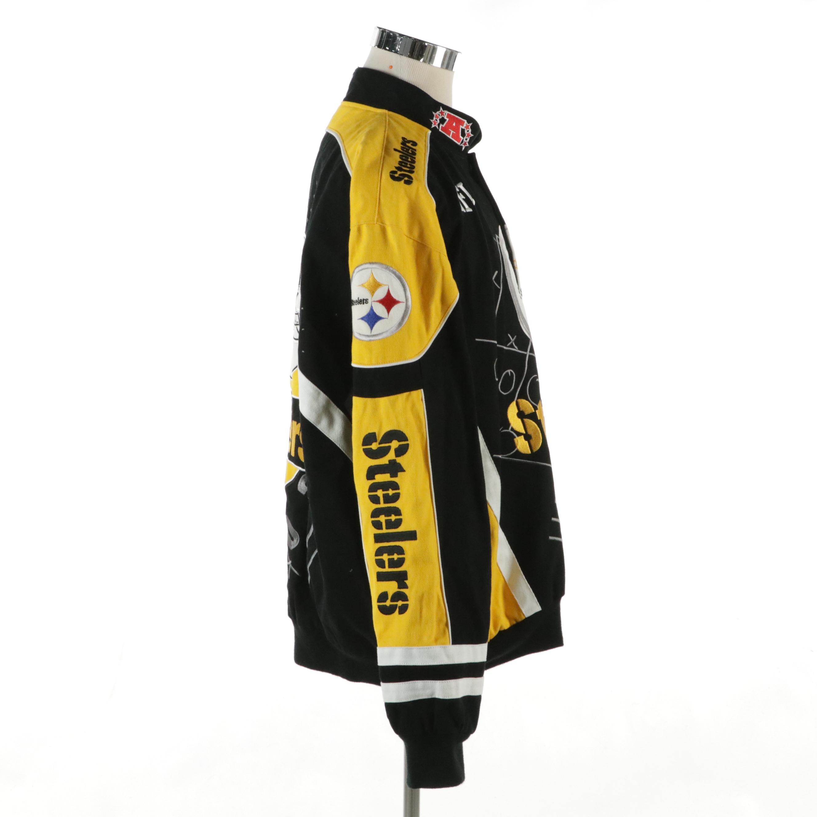 Men's NFL Pittsburgh Steelers Embroidered Cotton Twill Snap-Front Jacket
