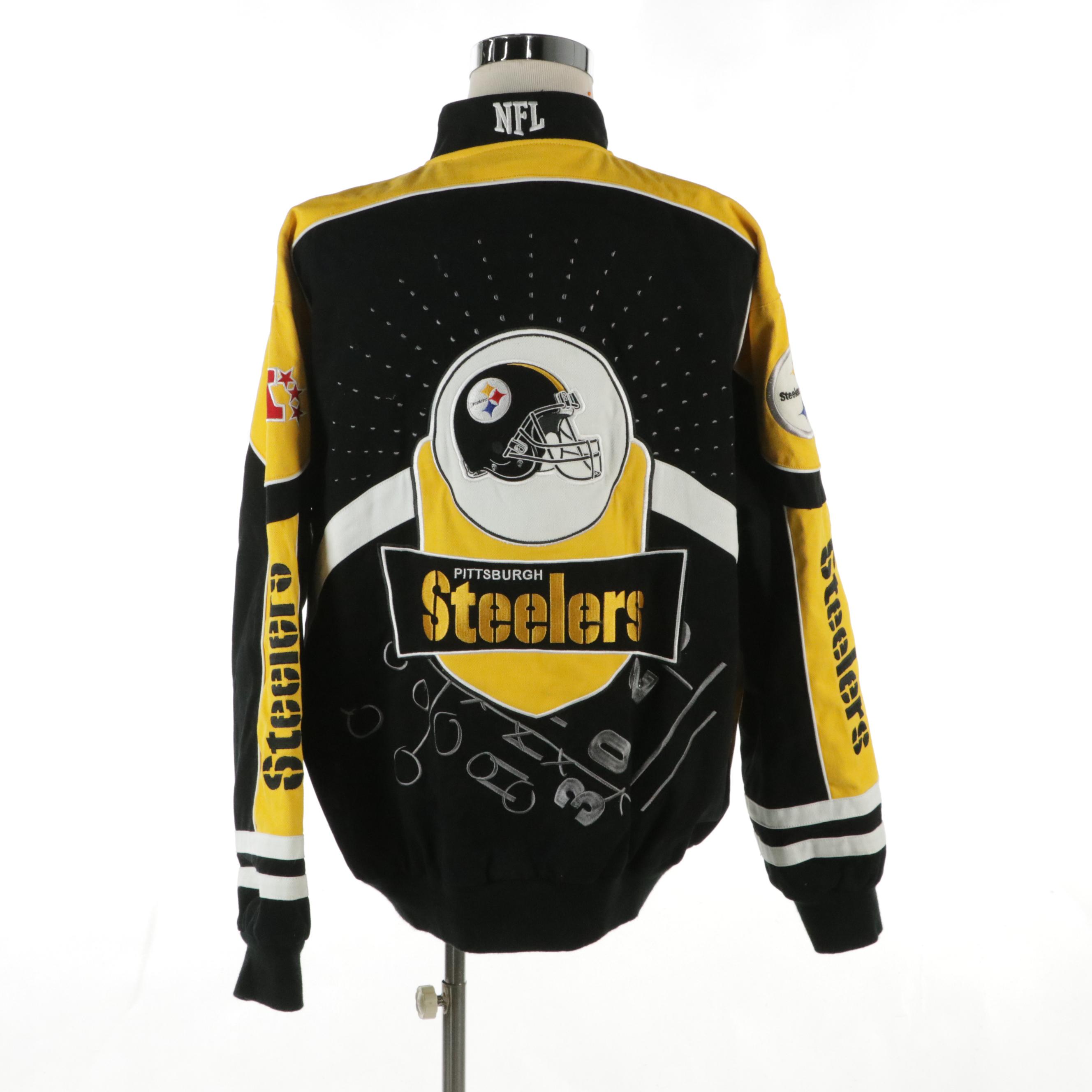 Men's NFL Pittsburgh Steelers Embroidered Cotton Twill Snap-Front Jacket