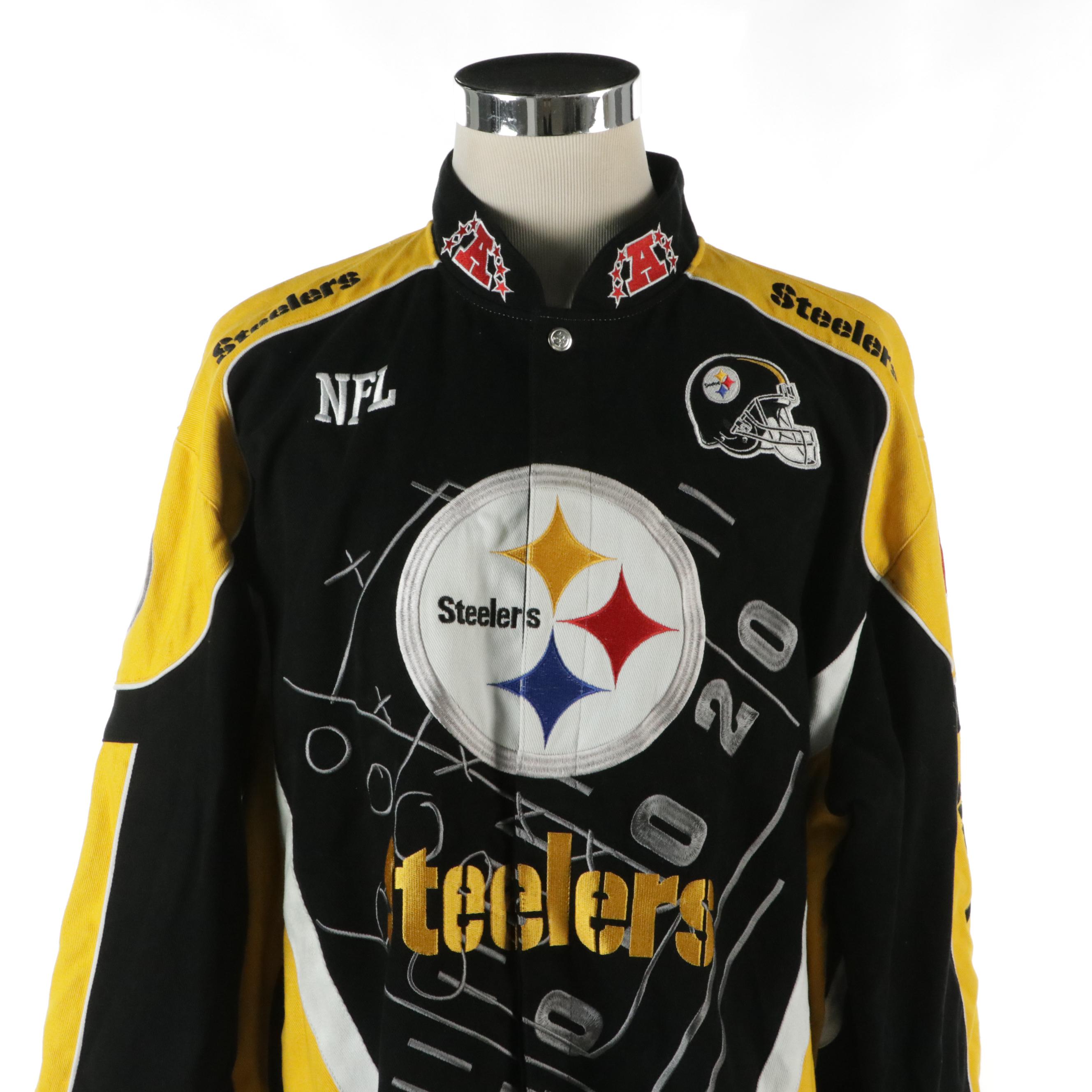 Men's NFL Pittsburgh Steelers Embroidered Cotton Twill Snap-Front Jacket