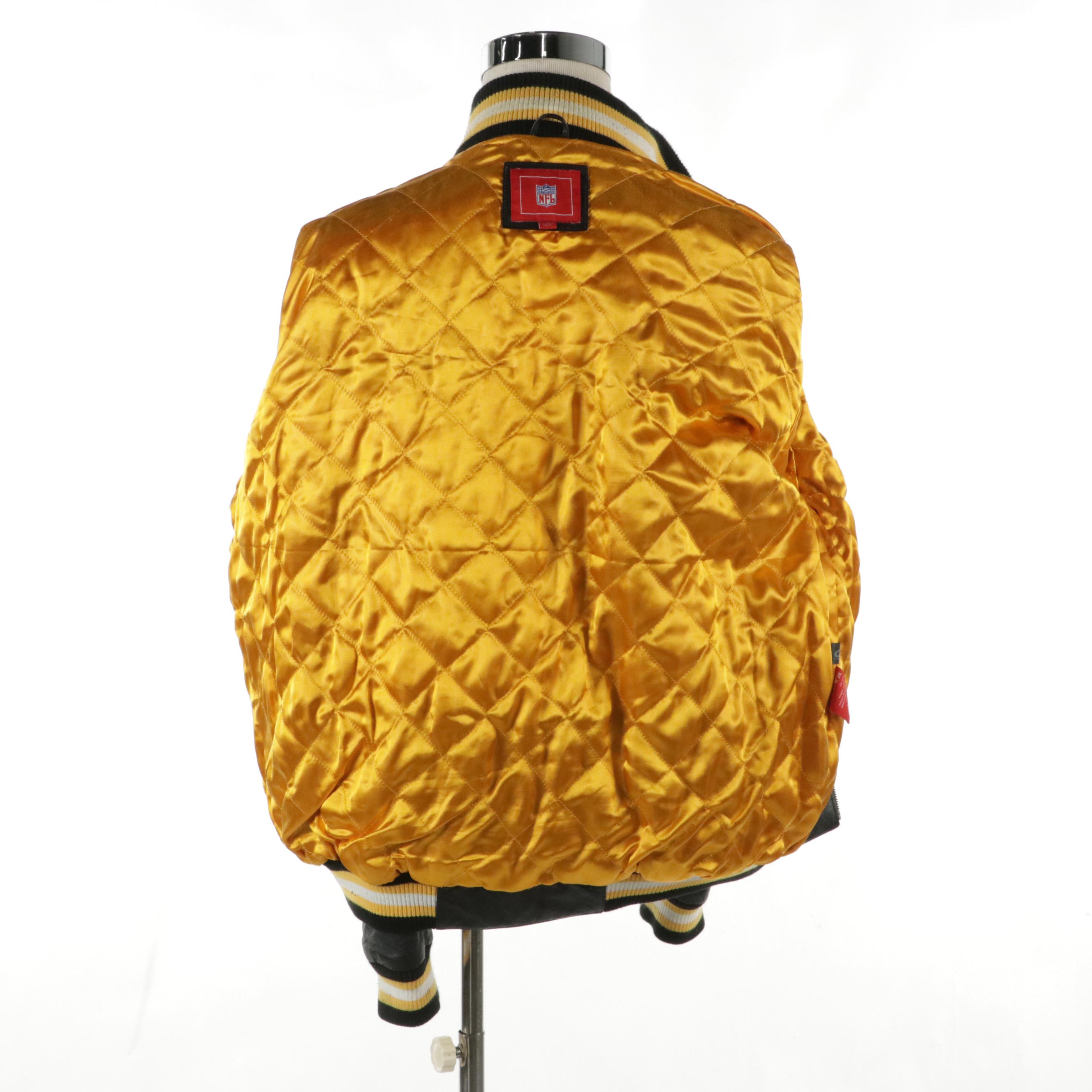 Men's NFL Pittsburgh Steelers Embroidered Leather Bomber Jacket