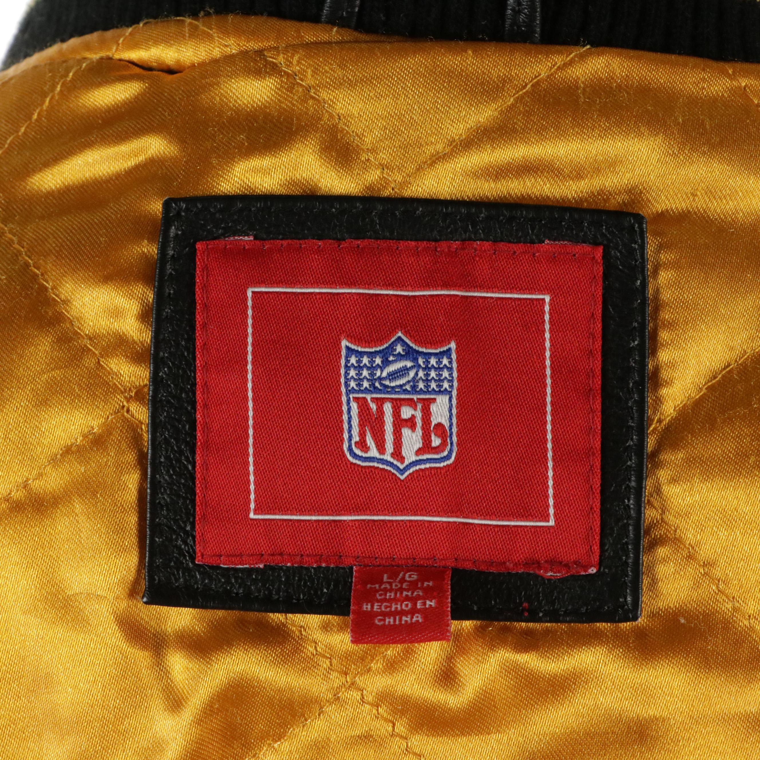 Men's NFL Pittsburgh Steelers Embroidered Leather Bomber Jacket