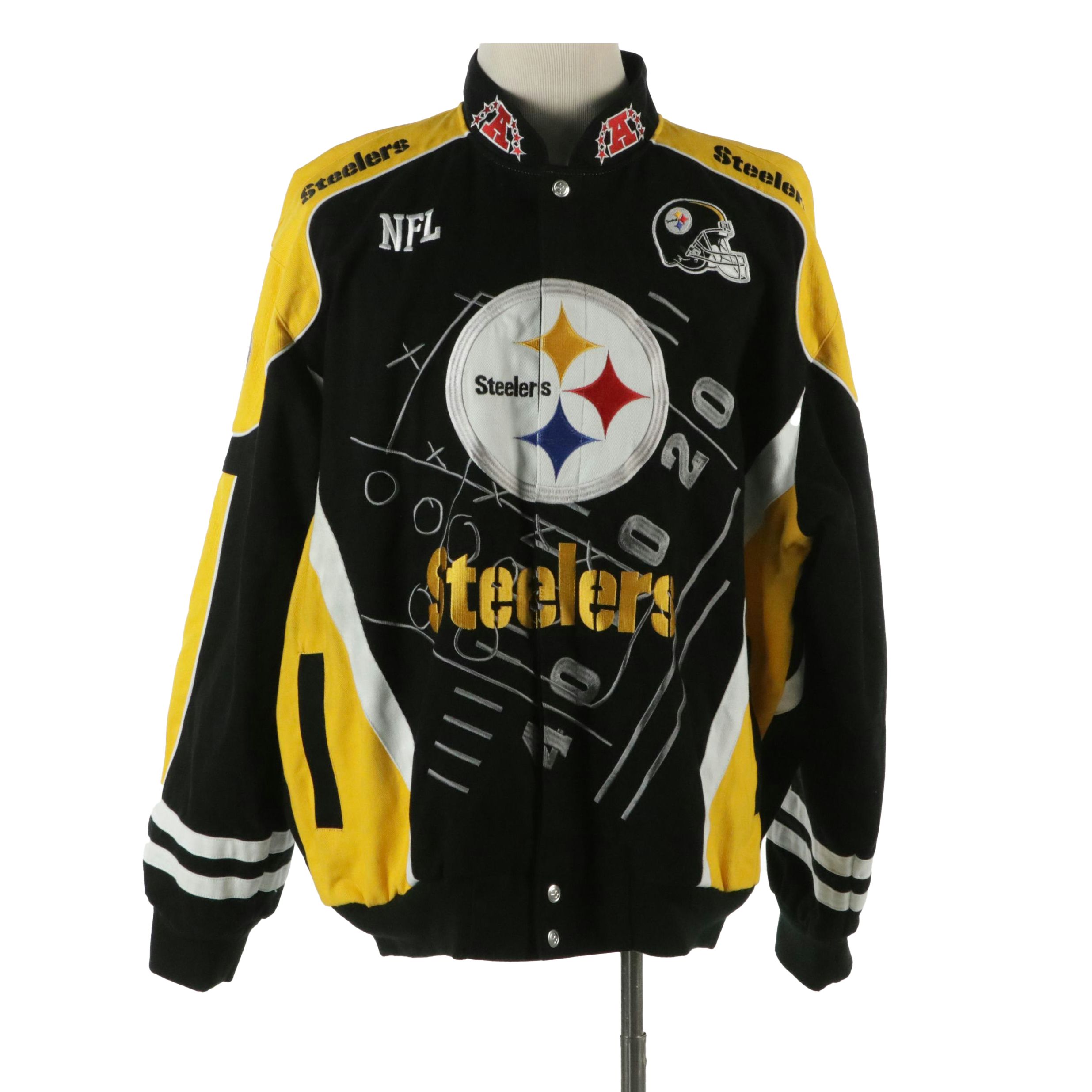 Men's NFL Pittsburgh Steelers Embroidered Cotton Twill Snap-Front Jacket