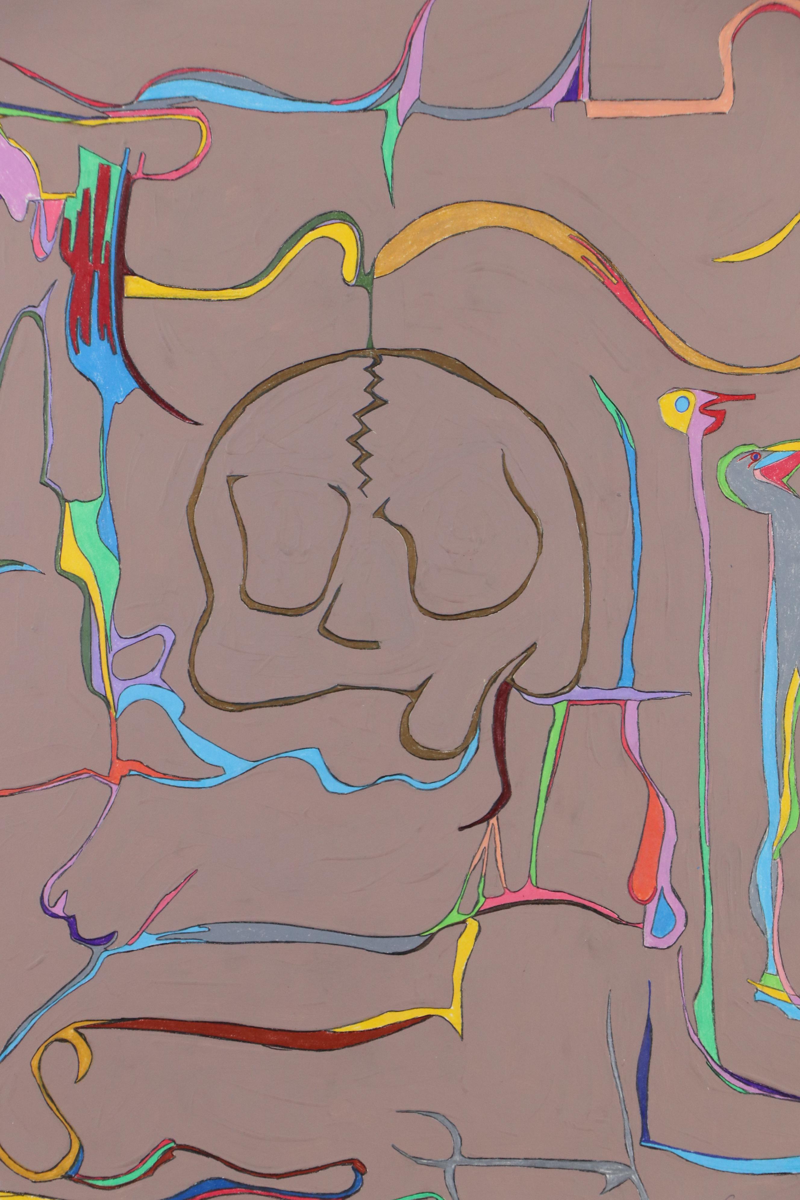 Harry Hilson Abstract Mixed Media Composition, 1981