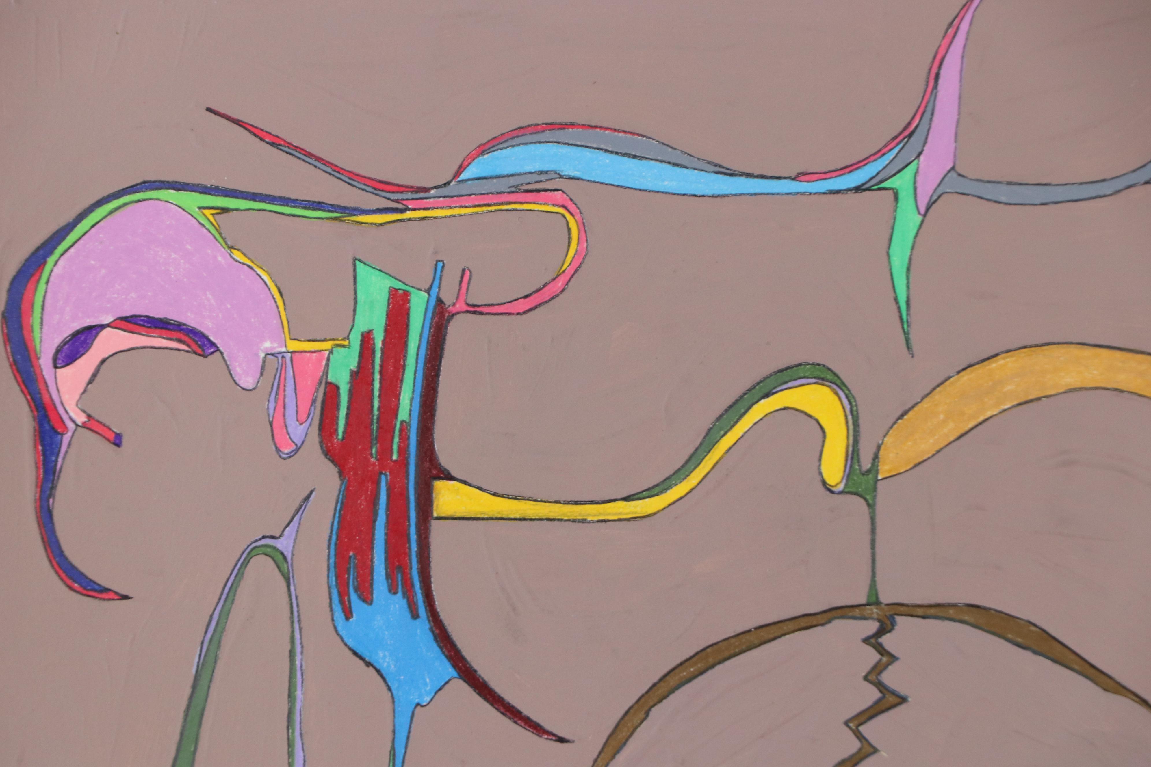 Harry Hilson Abstract Mixed Media Composition, 1981