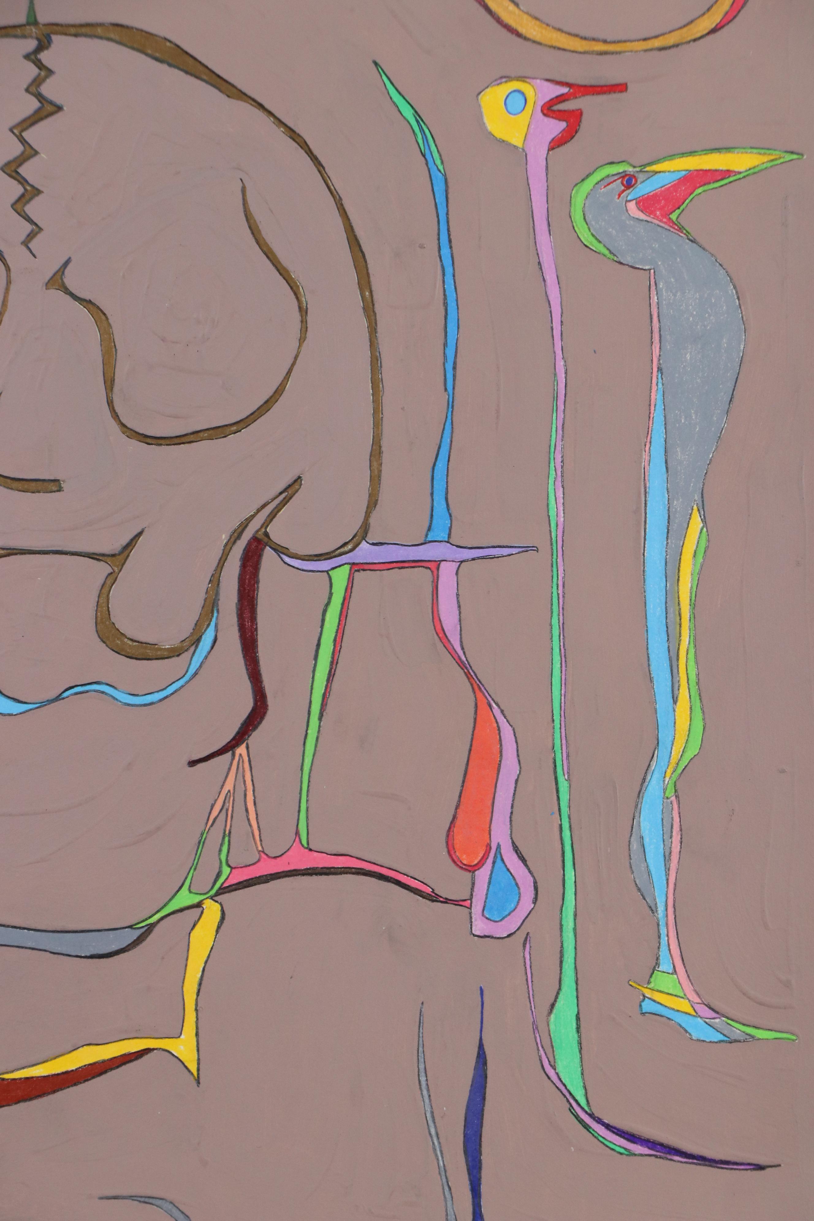 Harry Hilson Abstract Mixed Media Composition, 1981