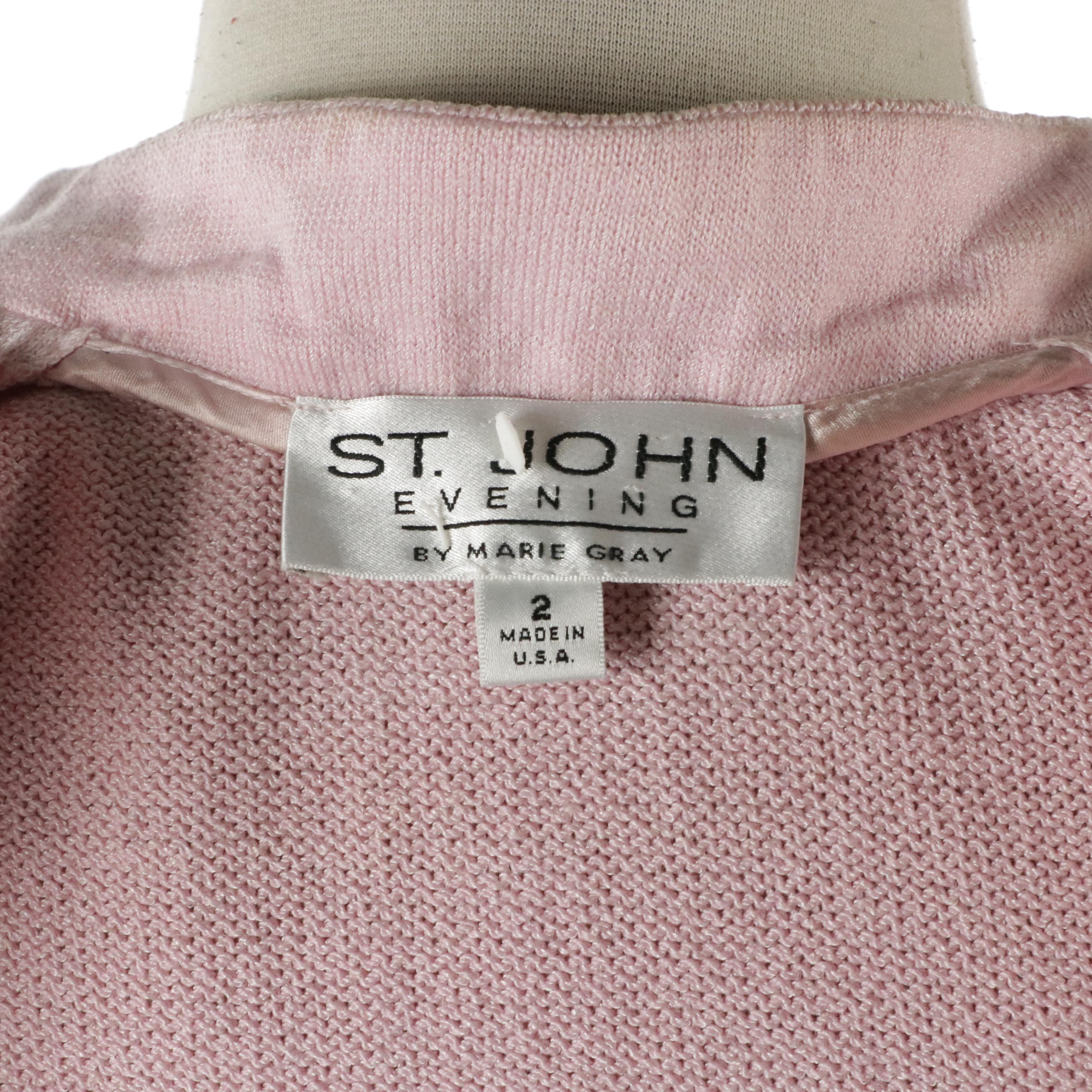 St. John Collection Pink Knit Embellished Pantsuit
