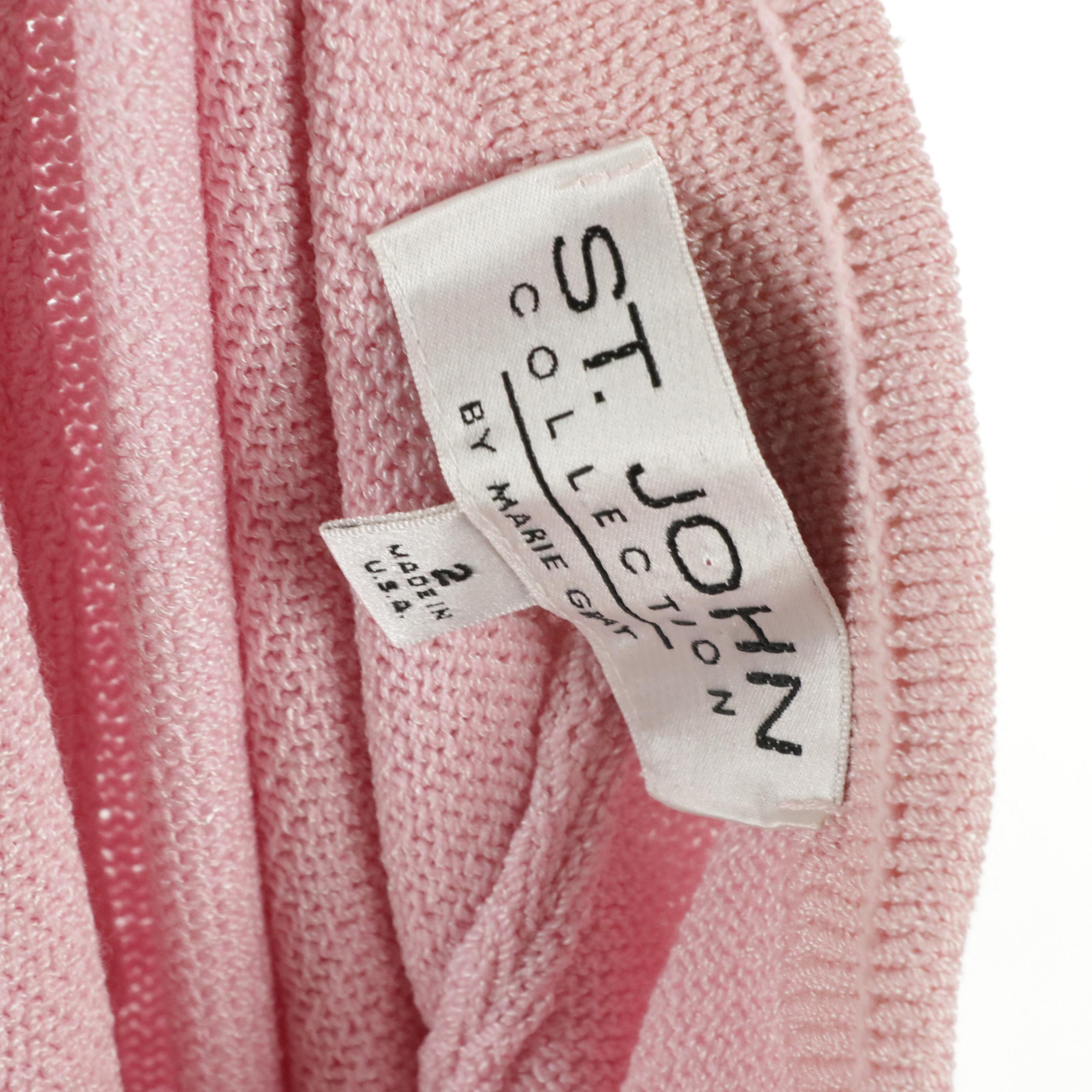 St. John Collection Pink Knit Embellished Pantsuit