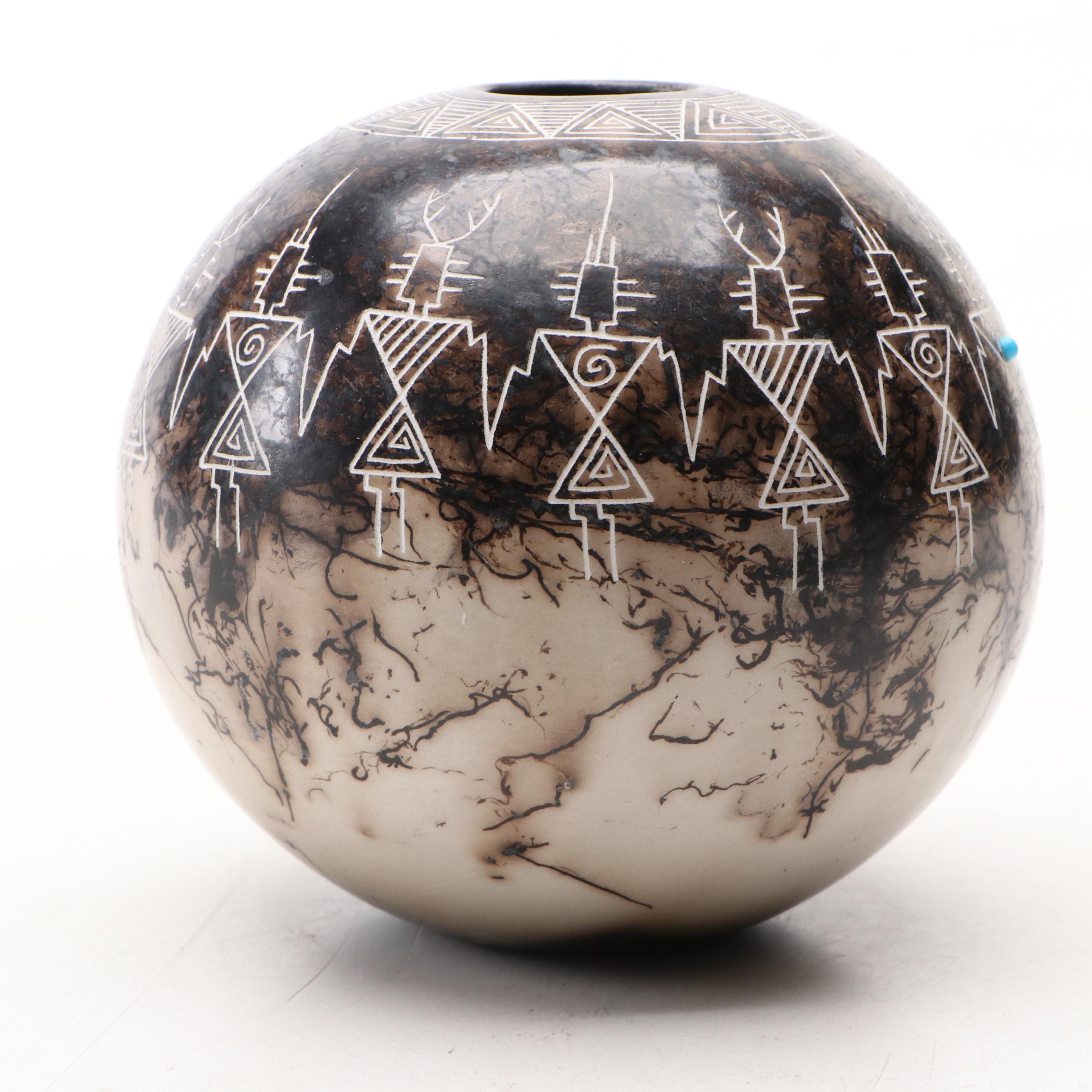 Irvin J. Louis Acoma Horsehair Pot