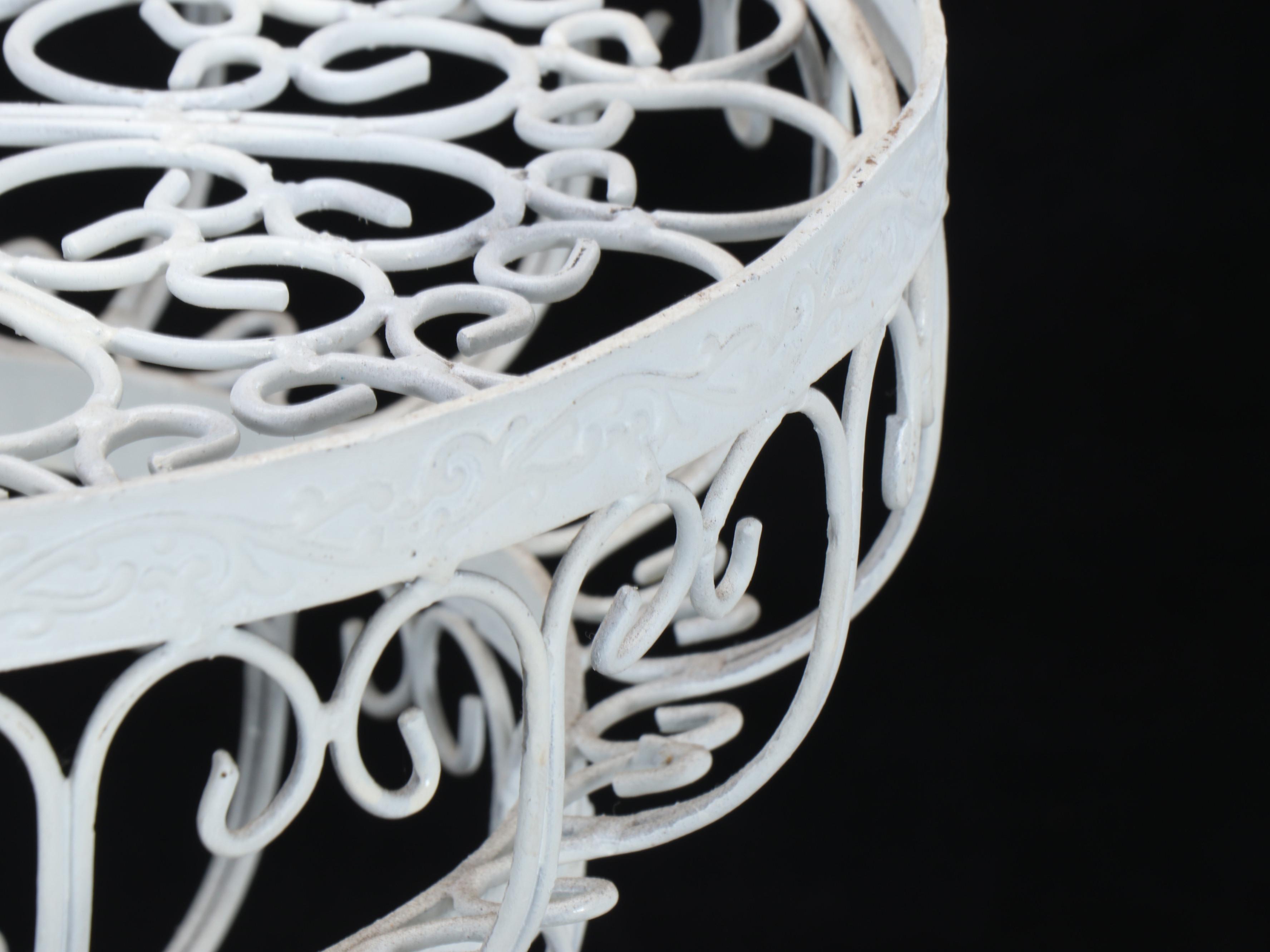 Pair of Wrought Metal Plant Stands with Hand-Painted Figural Cat Watering Can