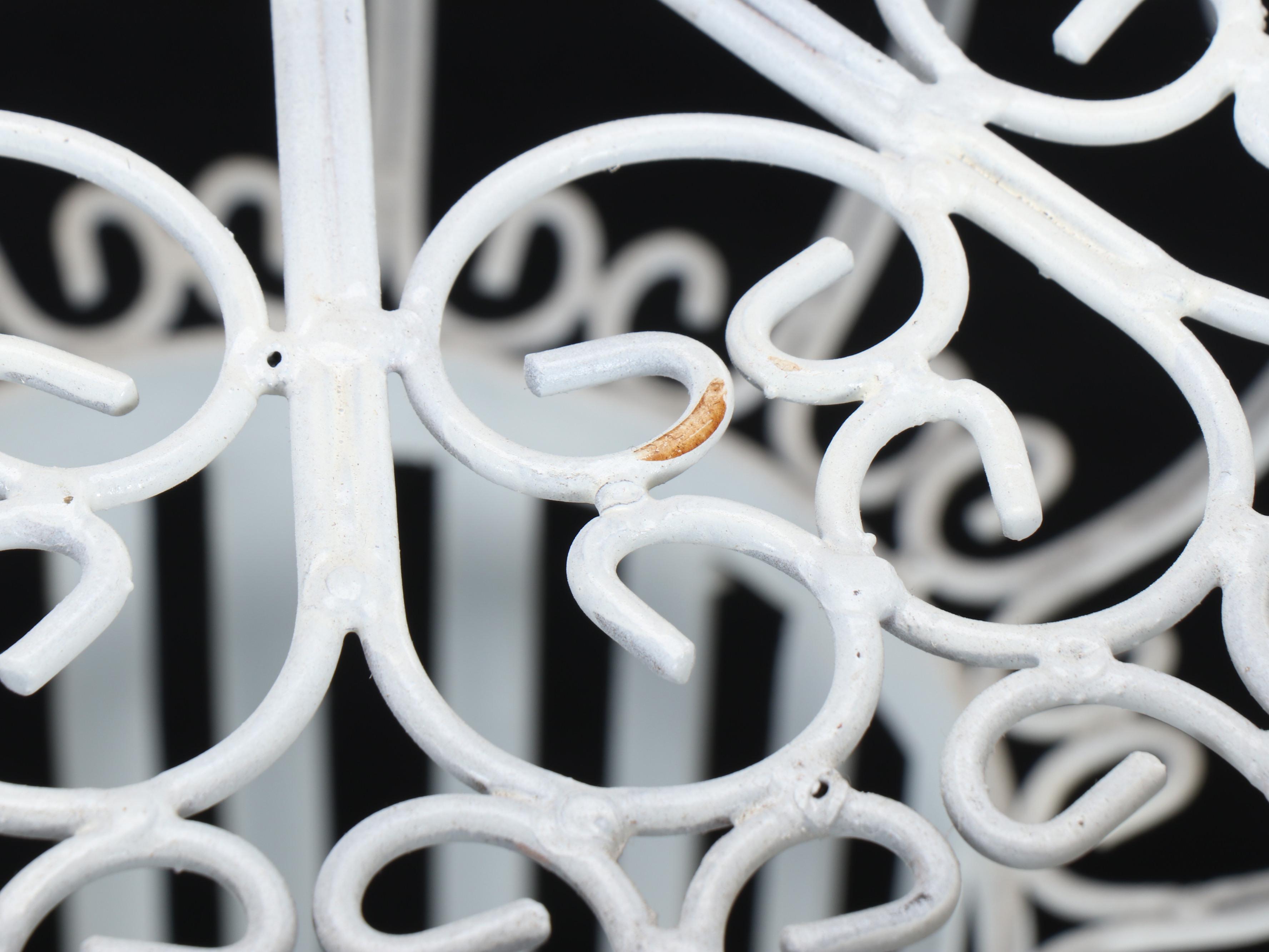 Pair of Wrought Metal Plant Stands with Hand-Painted Figural Cat Watering Can